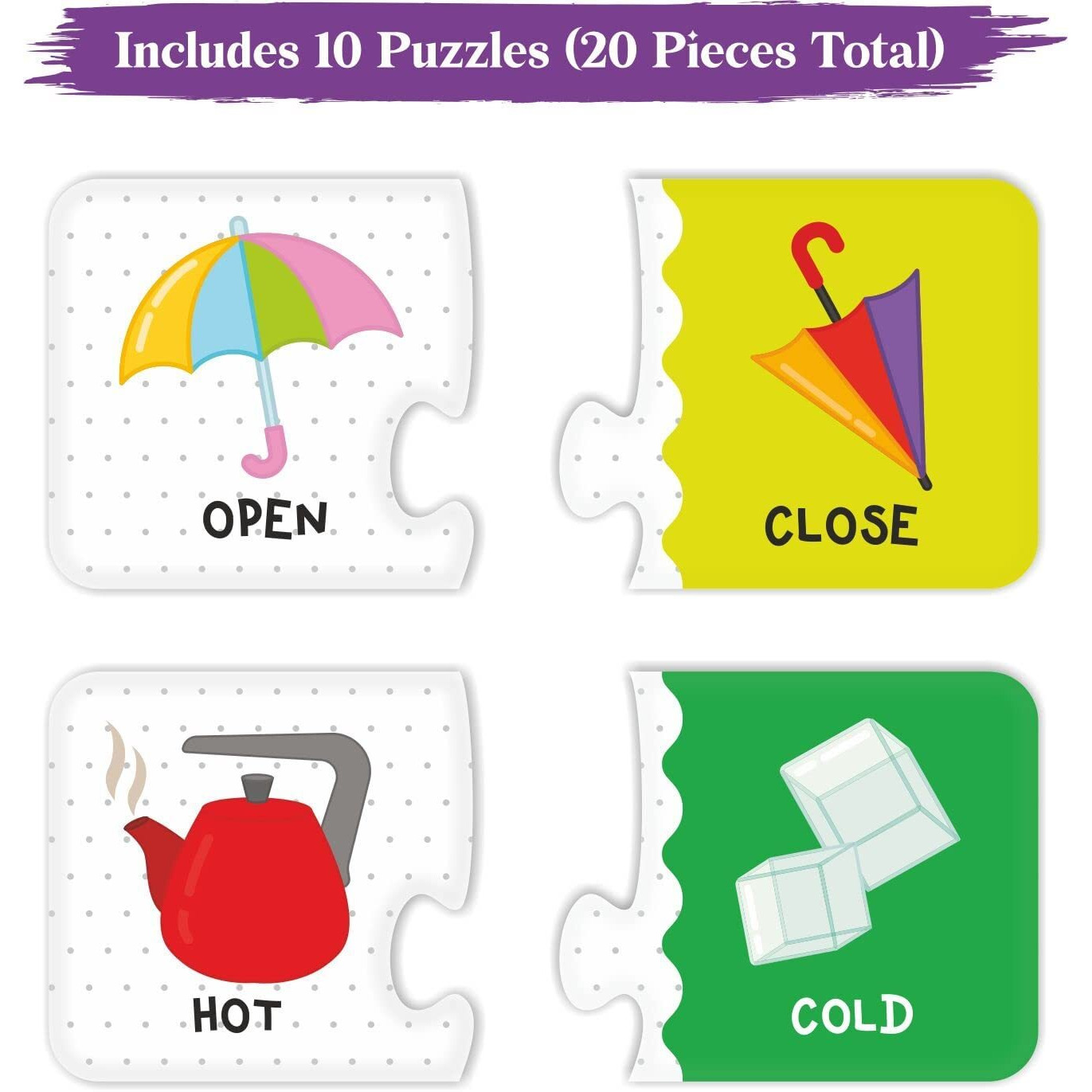 Webby Opposites 2 Pieces Learning Pack Jigsaw Puzzle, Montessori Early Educational Pre School Puzzle Toys For 2+ Years Kid