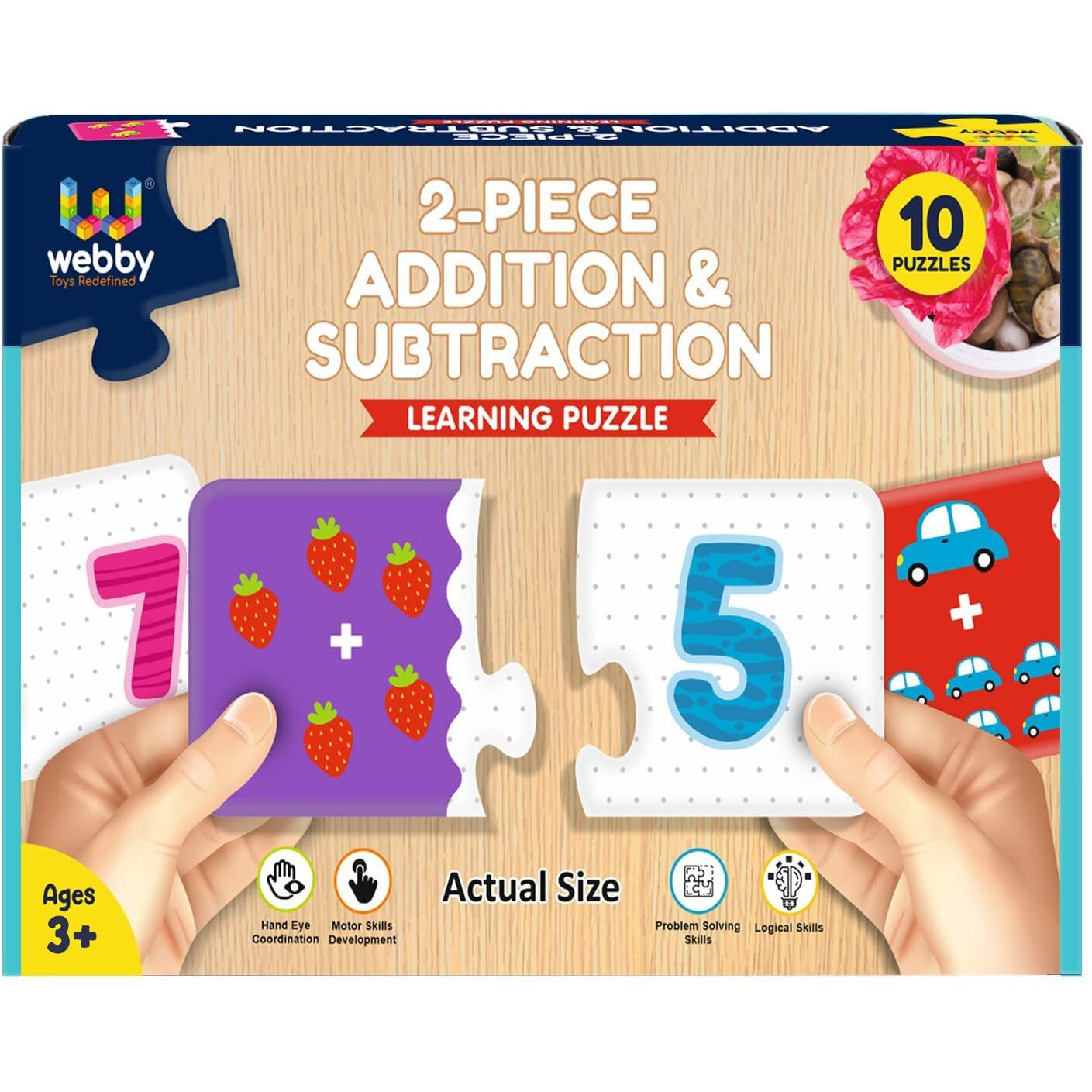 Webby Addition Subtraction 2 Pieces Learning Pack Jigsaw Puzzle, Montessori Early Educational Pre School Puzzle Toys For 3+ Years Kid