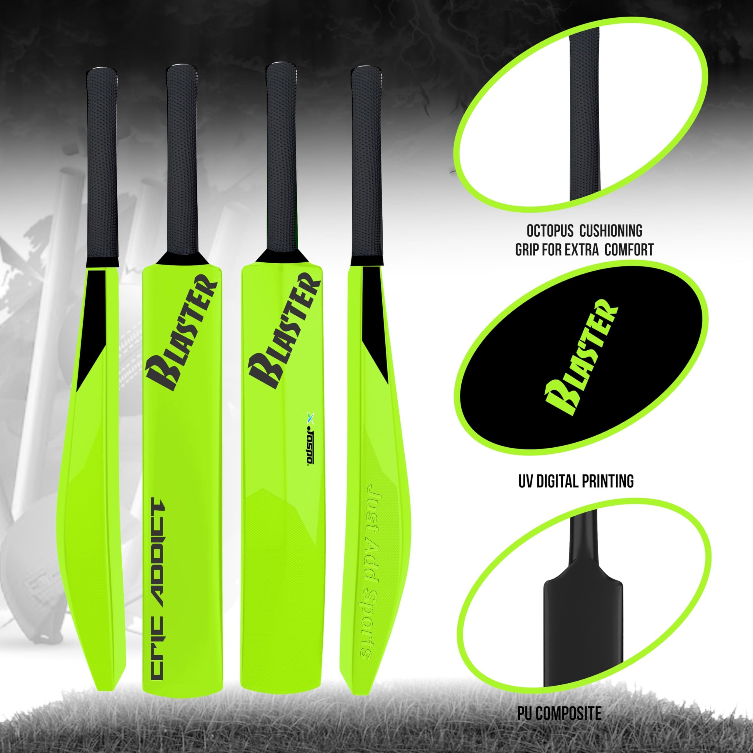 Jaspo Cric Addict Blaster Plastic Cricket Bat Size 5 For Kids,Juniors,Youth,Children (Bat Height-30 Inches) (Plastic Bat Size-5, Neon)