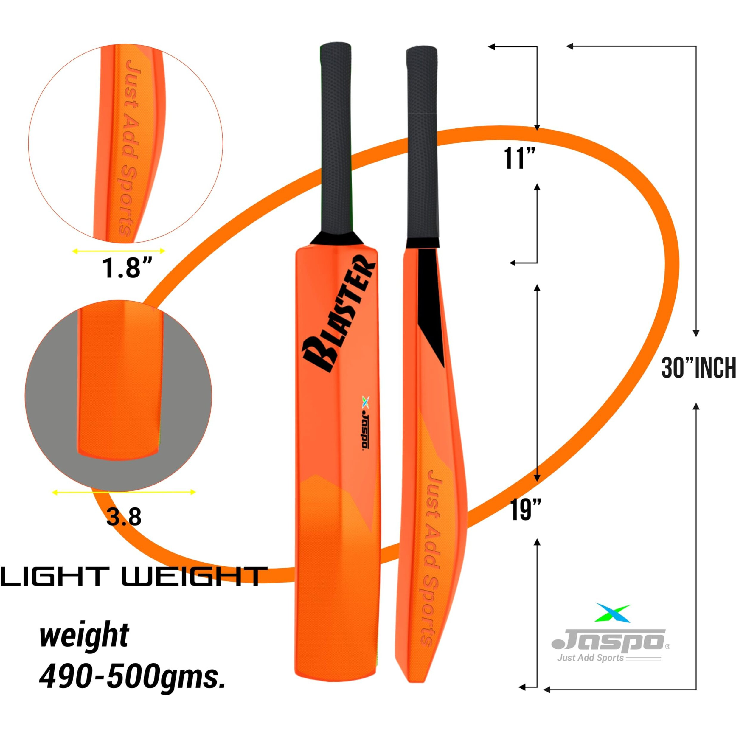 Jaspo Cric Addict Blaster Plastic Cricket Bat Size 5 For Kids,Juniors,Youth,Children (Bat Height-30 Inches) (Orange, Plastic Bat Size-5)