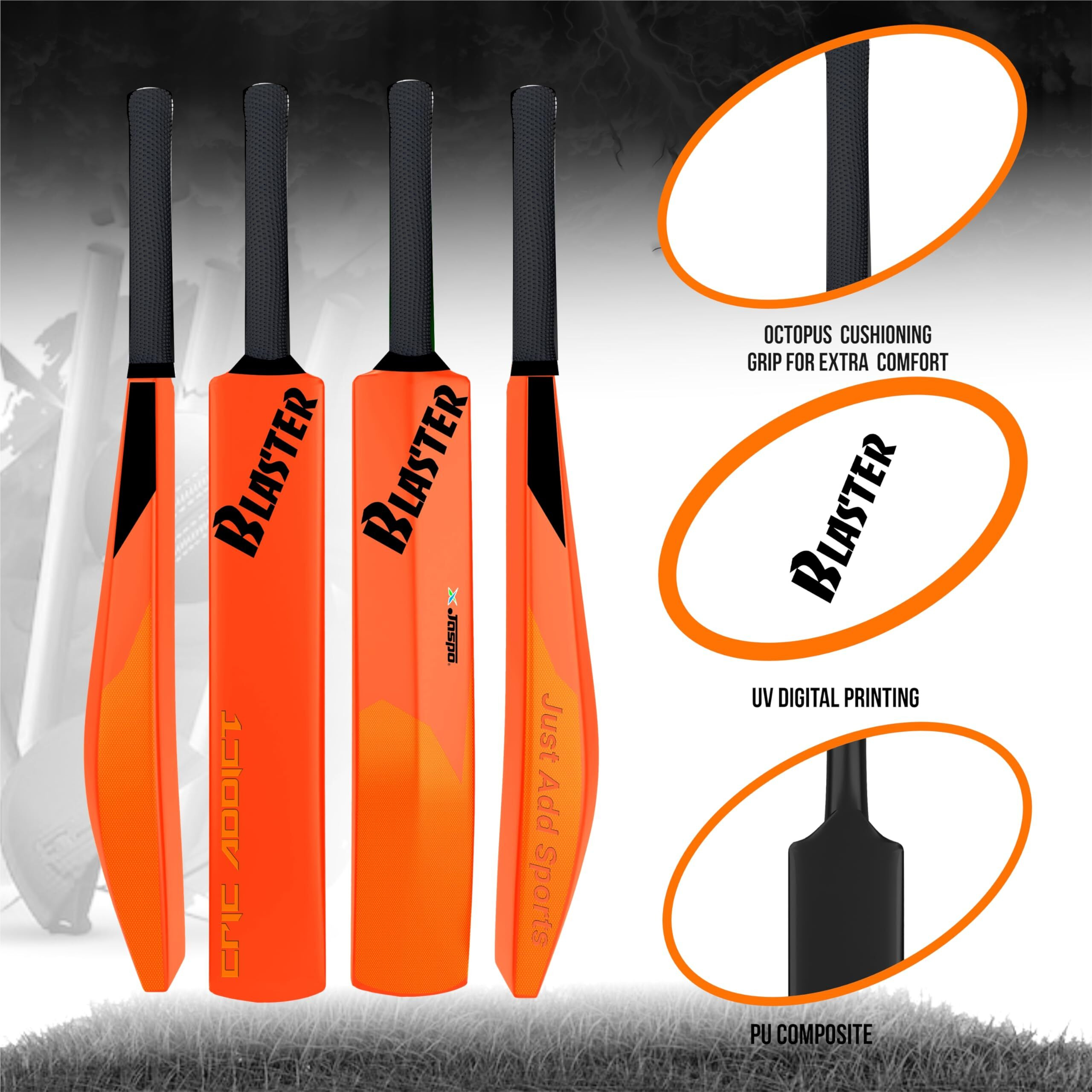 Jaspo Cric Addict Blaster Plastic Cricket Bat Size 5 For Kids,Juniors,Youth,Children (Bat Height-30 Inches) (Orange, Plastic Bat Size-5)
