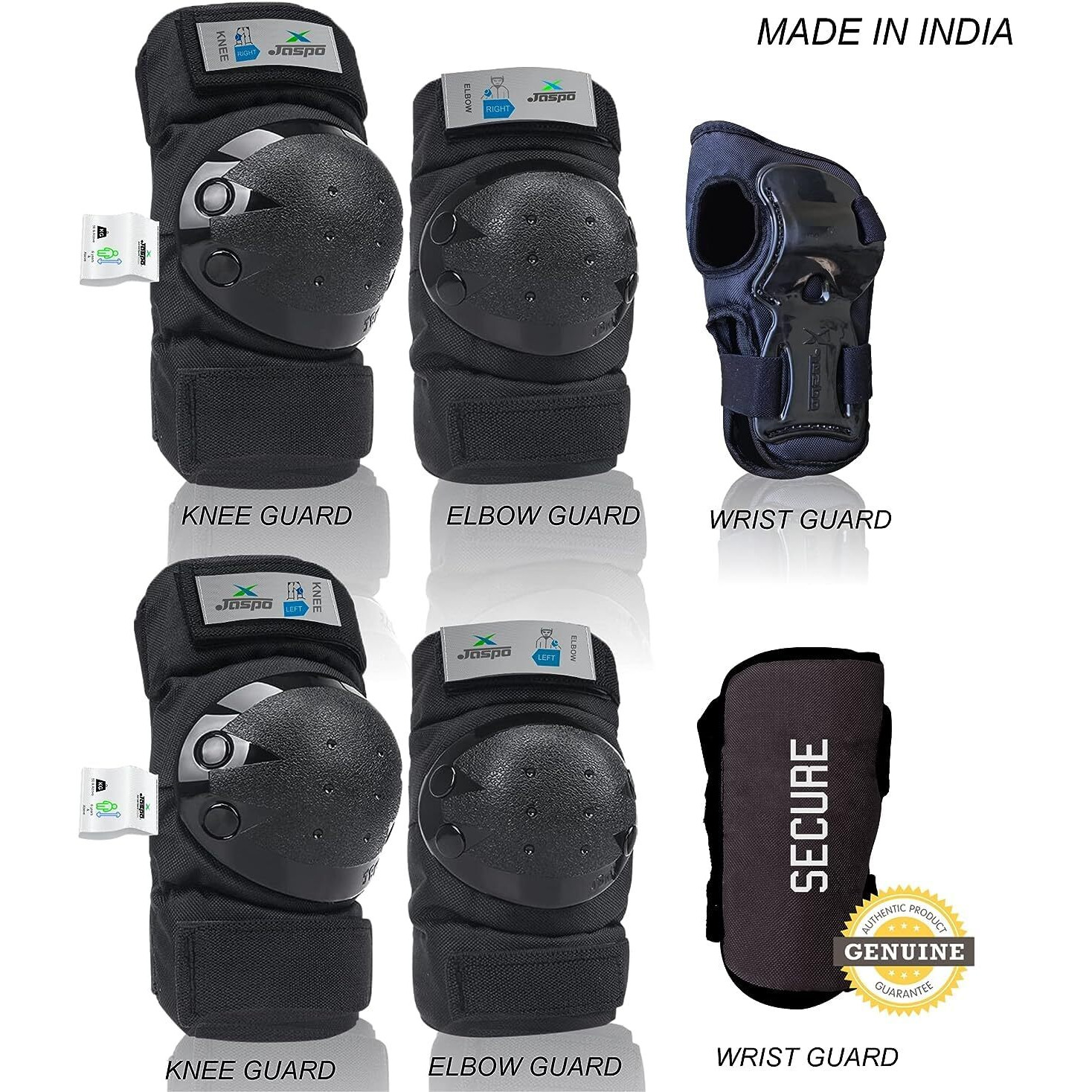 Jaspo Urban Rider Plastron Saver 3 Professional Protective Kit (Knee/Elbow/Wrist Guard) Multi Purpose Safety Kit For Skateboarding, Roller Skating, Inline Skating, Cycling And Other Sports