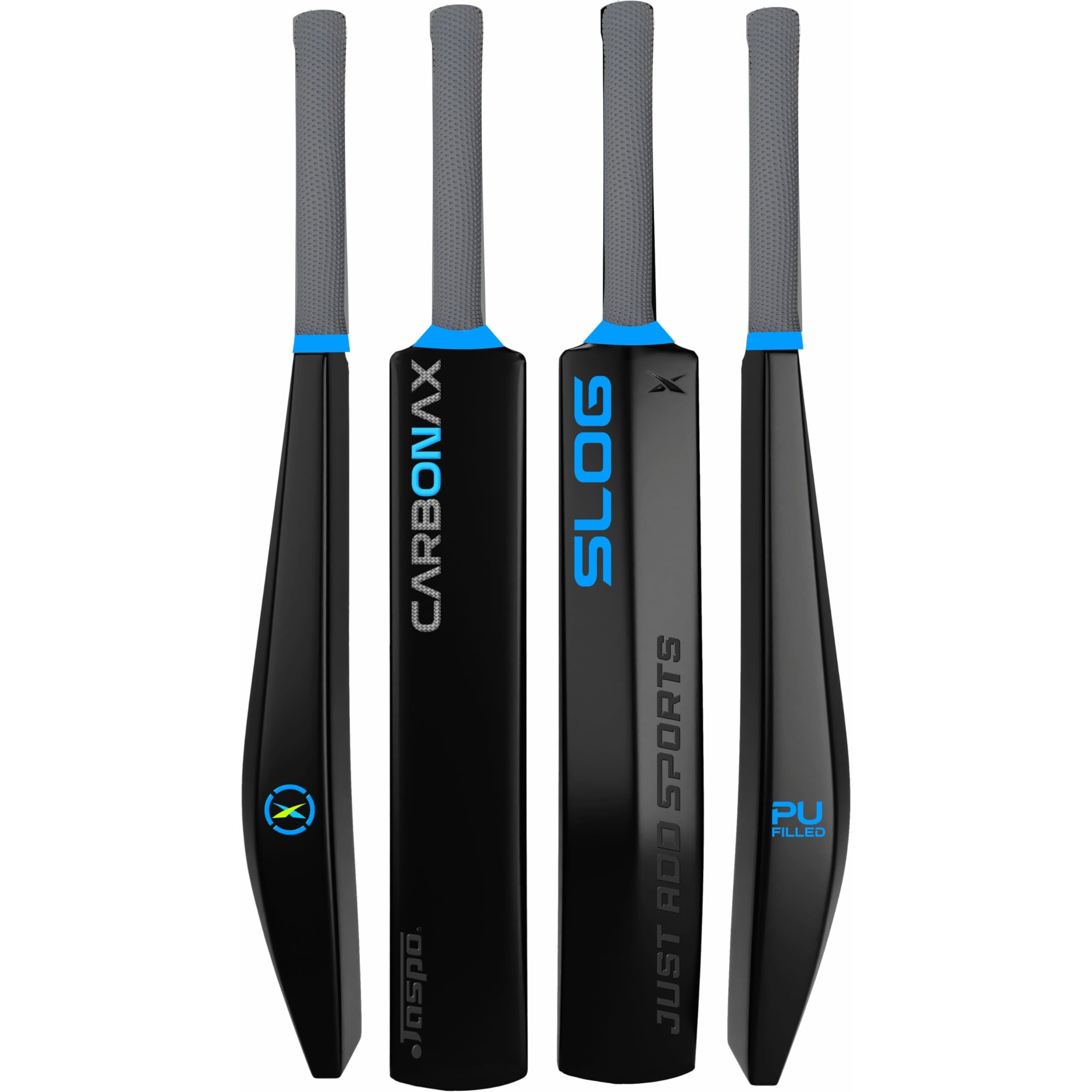 Jaspo Slog Carbonax Cricket Bat - 34 Inch Full Size, Pu Filled Plastic Bat,Hdpe Construction, Enhanced Durability, Vibration Control, Shock Absorption, Skill Levels (Slog Carbonax)
