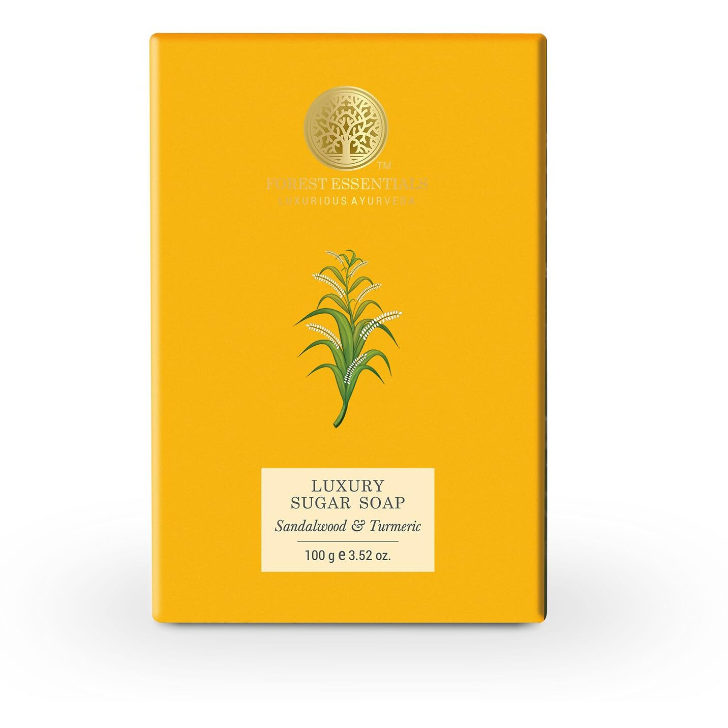Forest Essentials Luxury Sugar Soap | Sandalwood & Turmeric | Ayurvedic Handmade Organic Bath Soap| Scented Soap For Smooth & Soft Skin | Made With Raw Cane Sugar