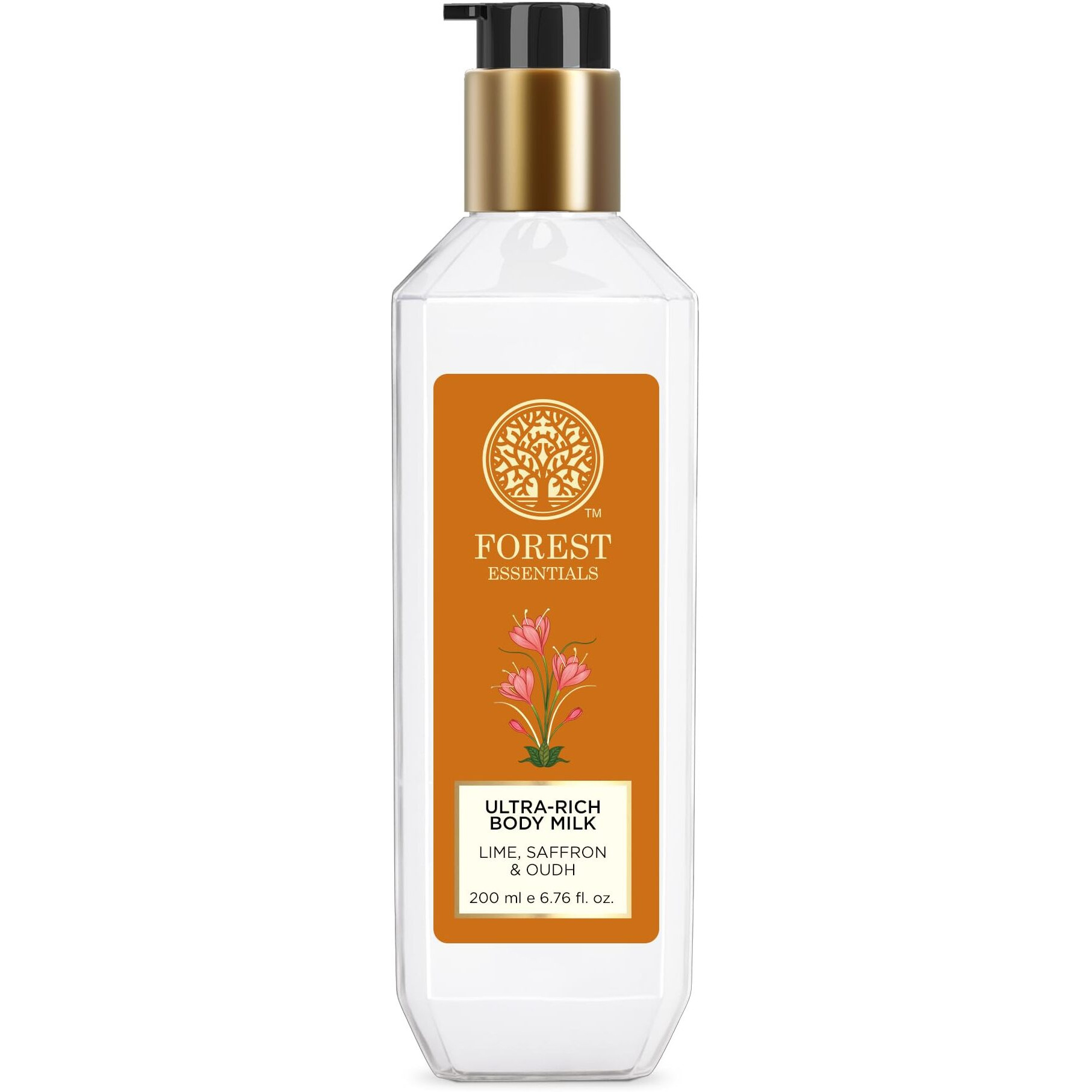 Forest Essentials Ultra-Rich Body Milk Lime Saffron Oudh | Ayurvedic Moisturising Body Lotion For Hydration | Natural Body Moisturizer