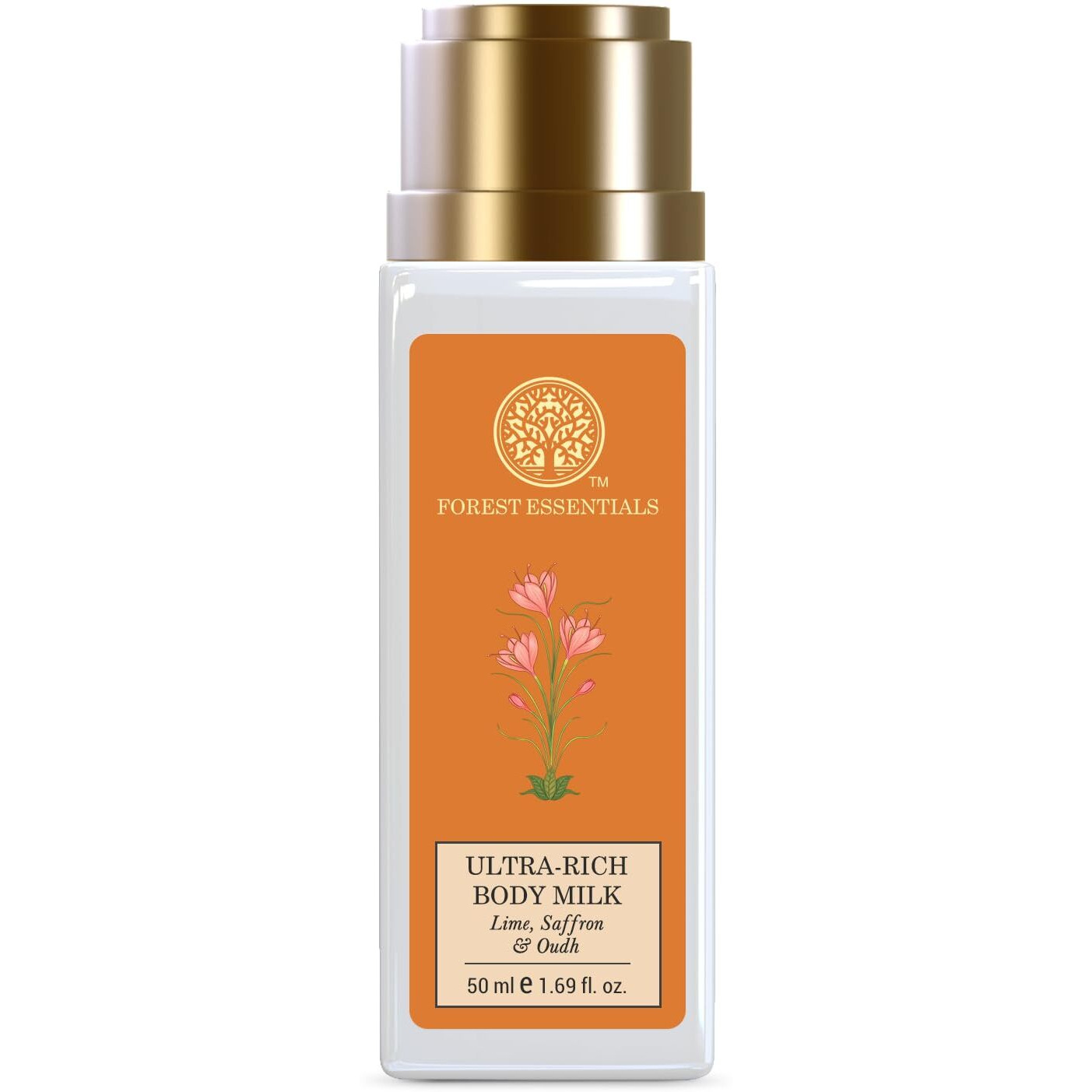 Forest Essentials Ultra-Rich Body Milk Lime Saffron Oudh | Ayurvedic Moisturising Body Lotion For Hydration | Natural Body Moisturizer