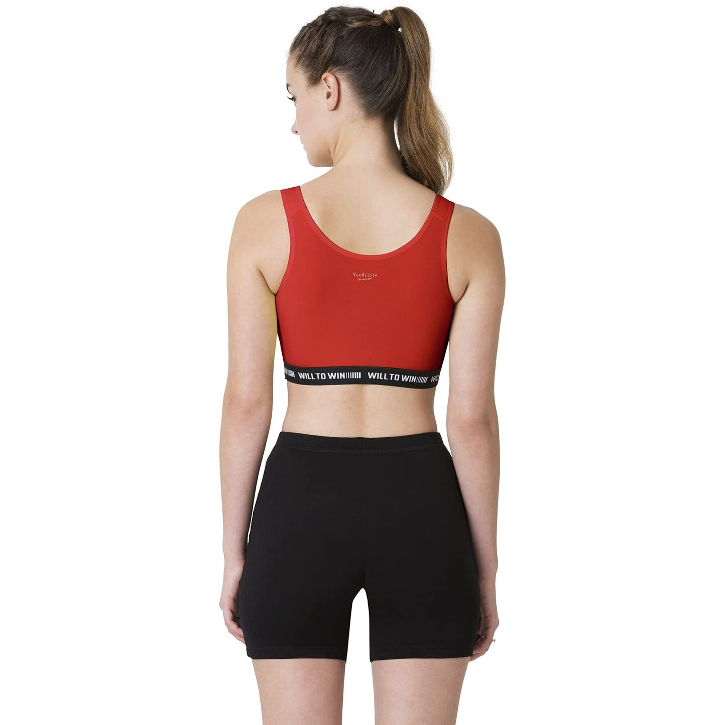 Van Heusen Proactive Women Sports Bra - Cotton Elastane - Anti Bacterial, Wireless, Non Padded, Full Coverage, Light Impact Tomato Red