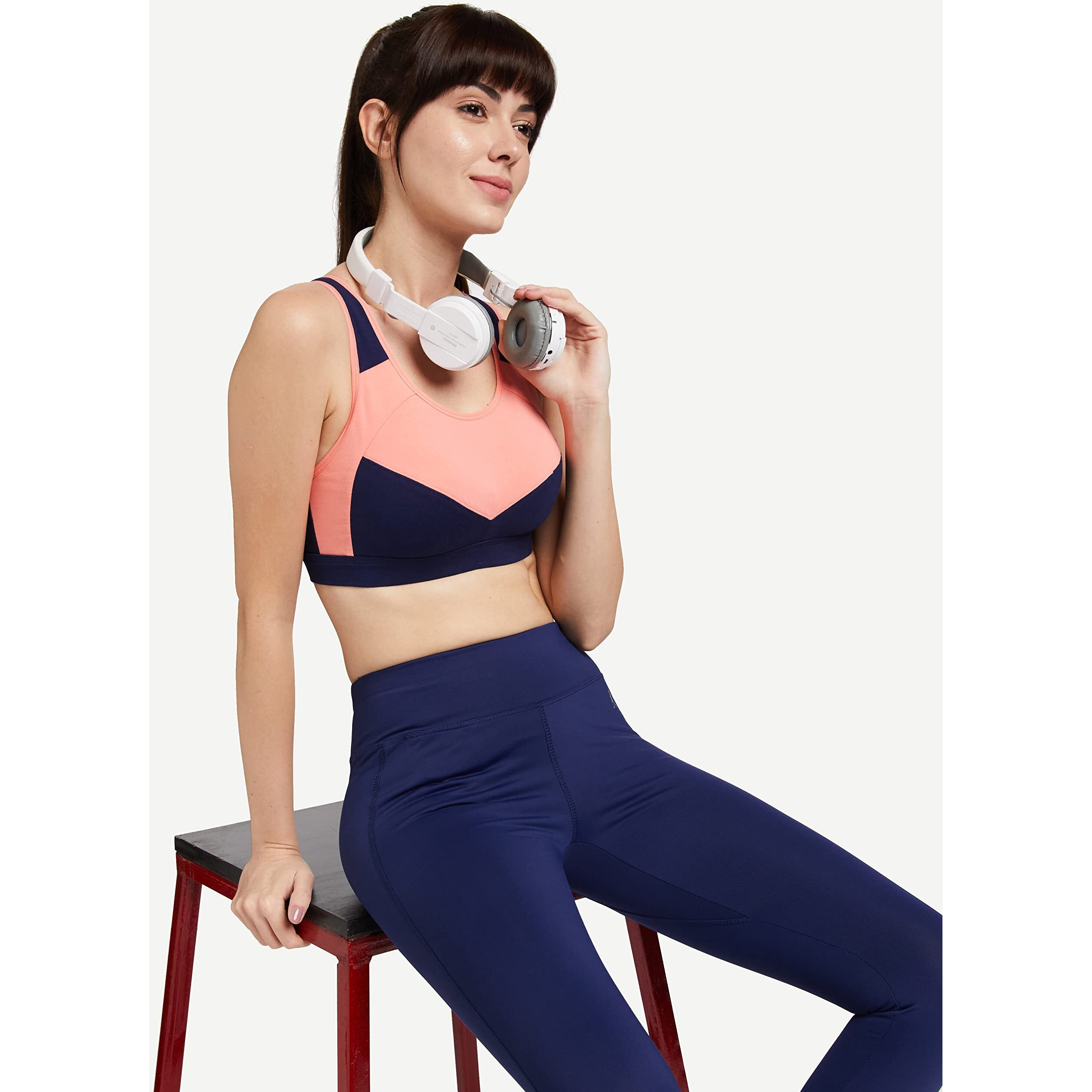 Van Heusen Proactive Women Racerback Sports Bra - Cotton Elastane - Anti Bacterial, Wireless, Padded, Full Coverage