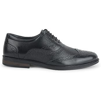 Liberty Fortune Hol-125E Lacing Brogue Shoes For Men With Pu Sole | Comfortable & Lightweight | Cushioned Footbed | Durable & Trendy Design | Leather Insole | Formal Footwear (Black - 44Eu)