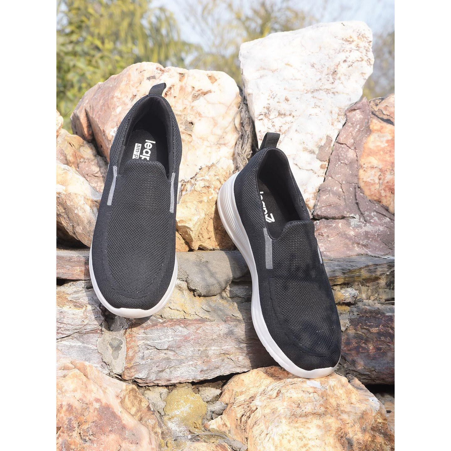 Liberty Leap7X Neather-1E Non-Lacing Walking Shoes For Men With Eva Sole| Suitable For Jogging, Workout, Gym & Outdoor Activity |Lightweight & Comfortable Footbed | Sports Footwear (Black - 42Eu)