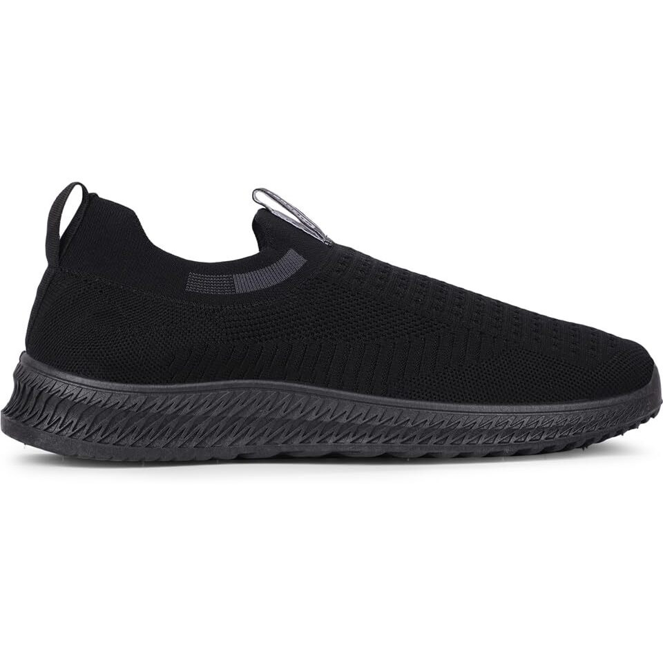 Liberty Force10 Rokky-4 Non-Lacing Walking Shoes For Men With Pvc Sole| Suitable For Jogging, Workout, Gym & Outdoor Activity |Lightweight & Comfortable Footbed | Sports Footwear (Black - 10Uk)