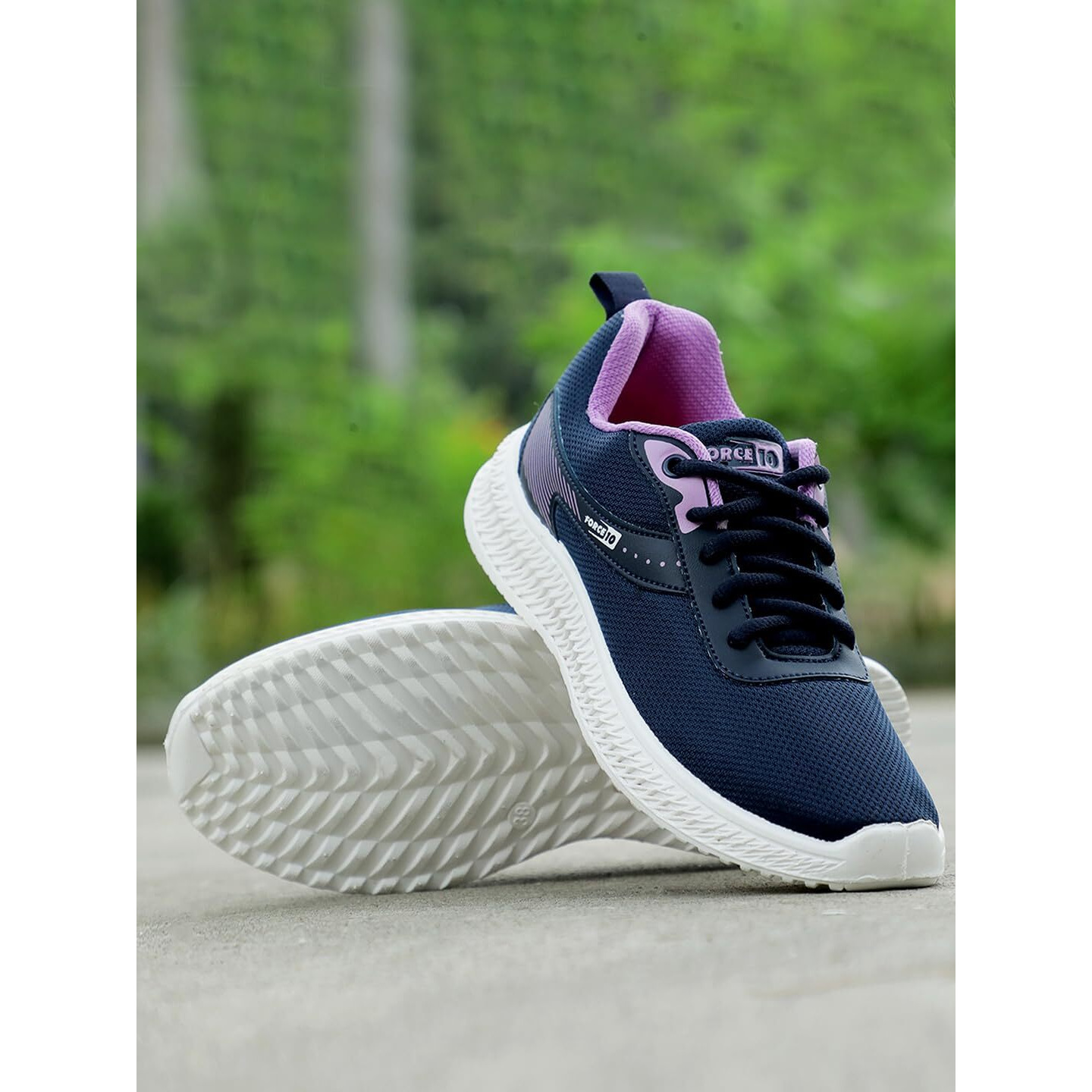 Liberty Force 10 Oslo-20E Lacing Running Shoes For Women With Pvc Sole|Suitable For Walking, Gym, Outdoor & Jogging|Mesh Outsole|Memory Foam Insole| Comfortable & Durable|Sports Footwear (N.Blue-40Eu)