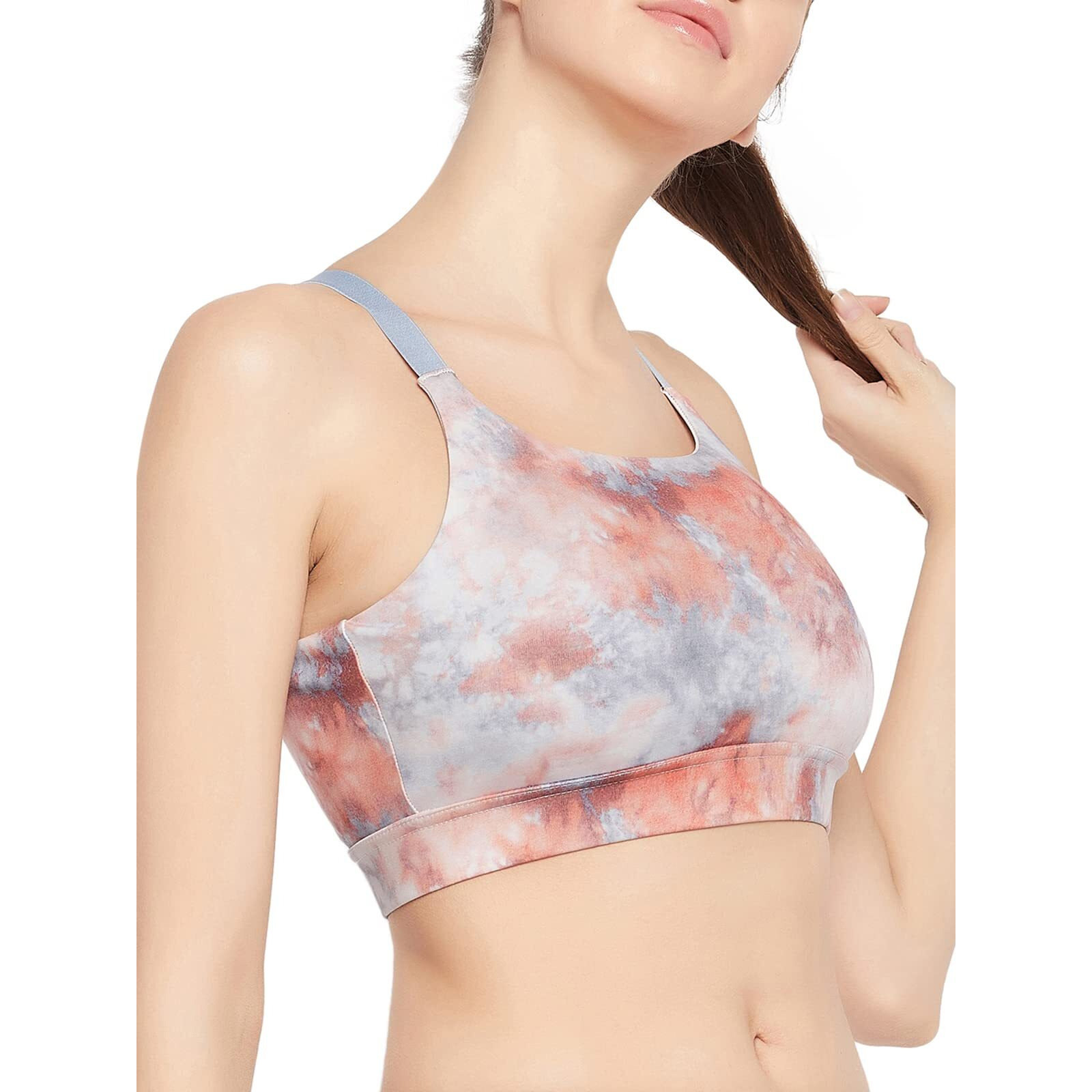 Clovia Women's Medium Impact Padded Printed Sports Bra With Removable Cups (Brs067P05_Grey_S)
