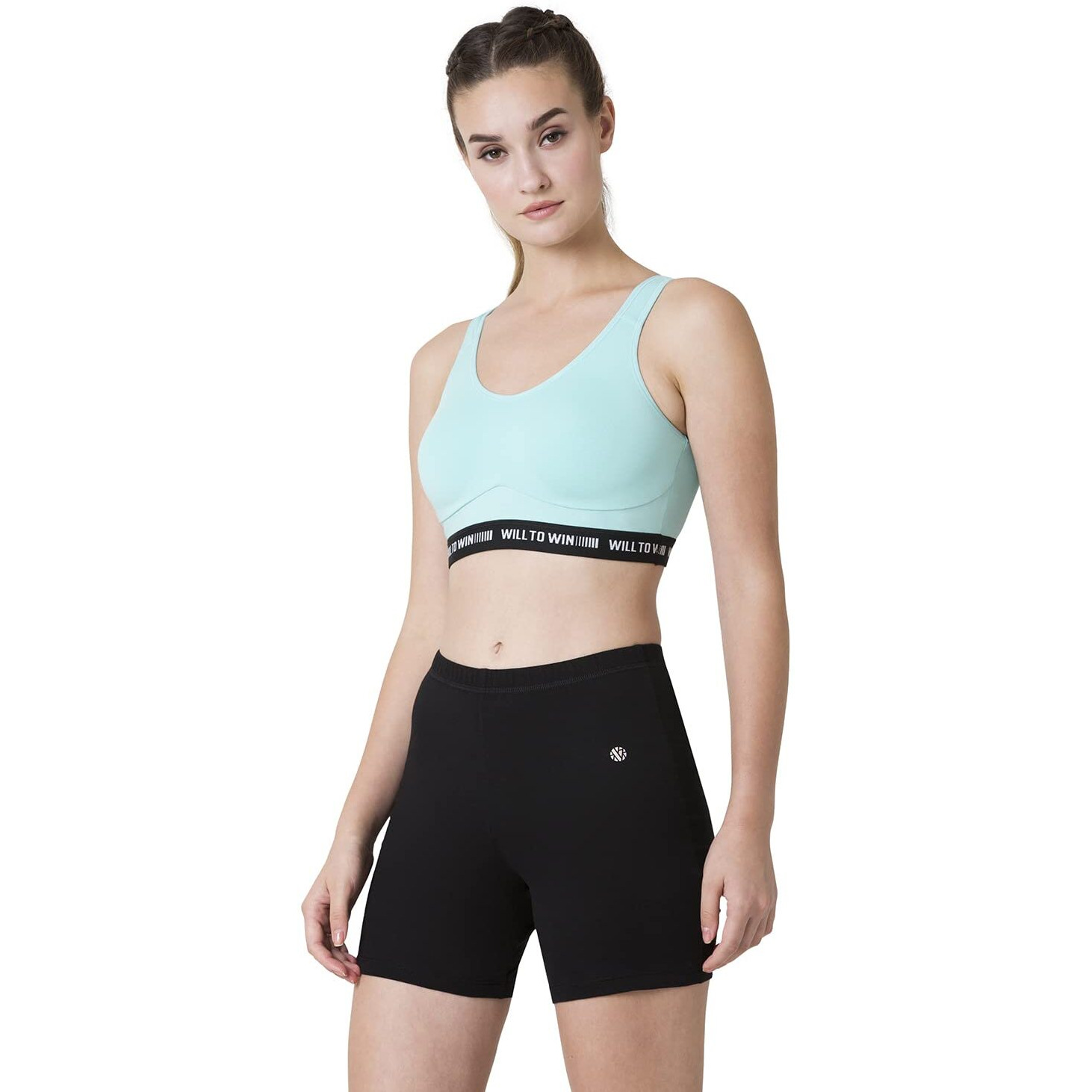 Van Heusen Proactive Women Sports Bra - Cotton Elastane - Anti Bacterial, Wireless, Non Padded, Full Coverage, Light Impact Aruba Blue
