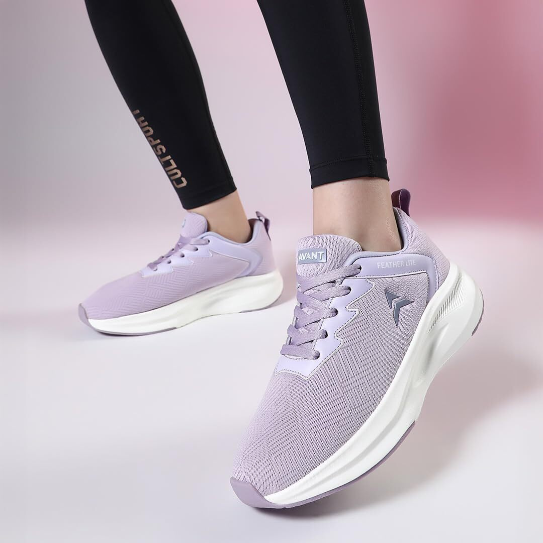 Avant Women's Reva Running Shoes - Superior Cushioning, Enhanced Grip Tpr Outsole, Superior Traction, Anti Skid, Lightweight, Shock Absorption Tech, Sports Footwear (Avwsh033Cl01Uk7_Lavender_Uk7)