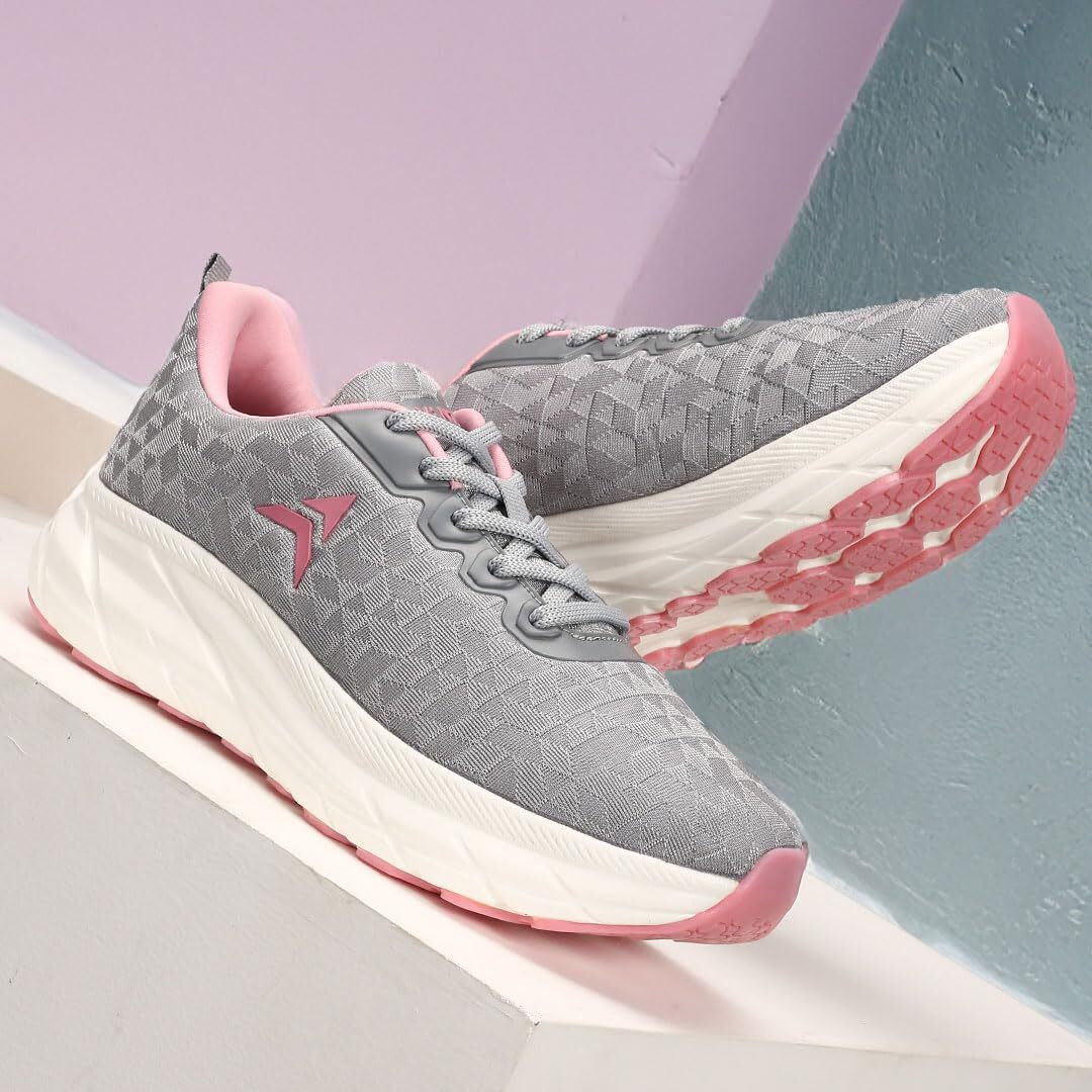 Avant Women's Libra Running & Training Shoes - Superior Cushioning, Enhanced Grip Outsole, Superior Traction, Anti Skid, Lightweight, Shock Absorption Tech, Sports Footwear (Avwsh029Cl02Uk8_Grey/Pink)
