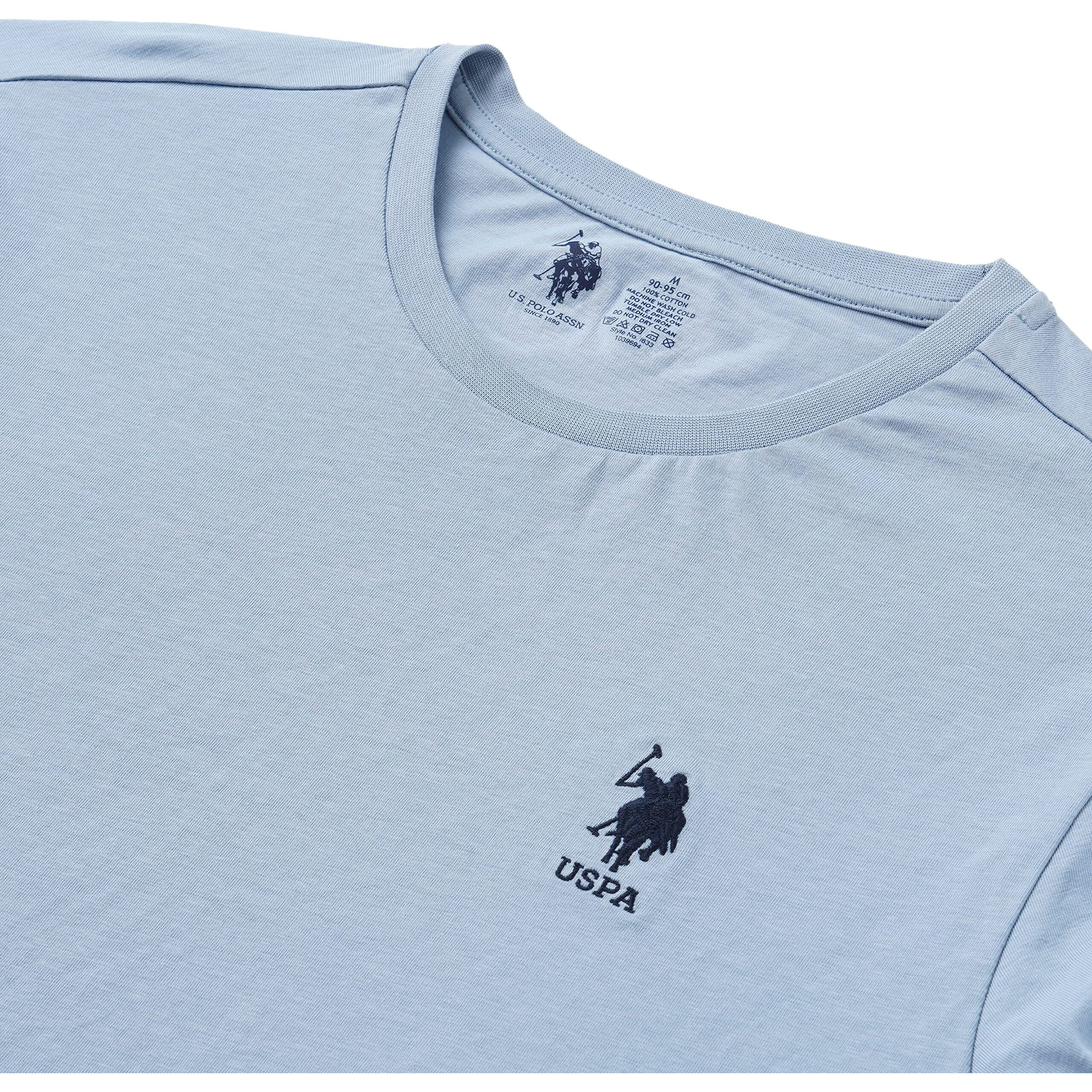 U.S. Polo Assn. Mens Crew Neck Embroidered Logo I633 Lounge T-Shirt - Pack Of 1 (Dusty Blue S)