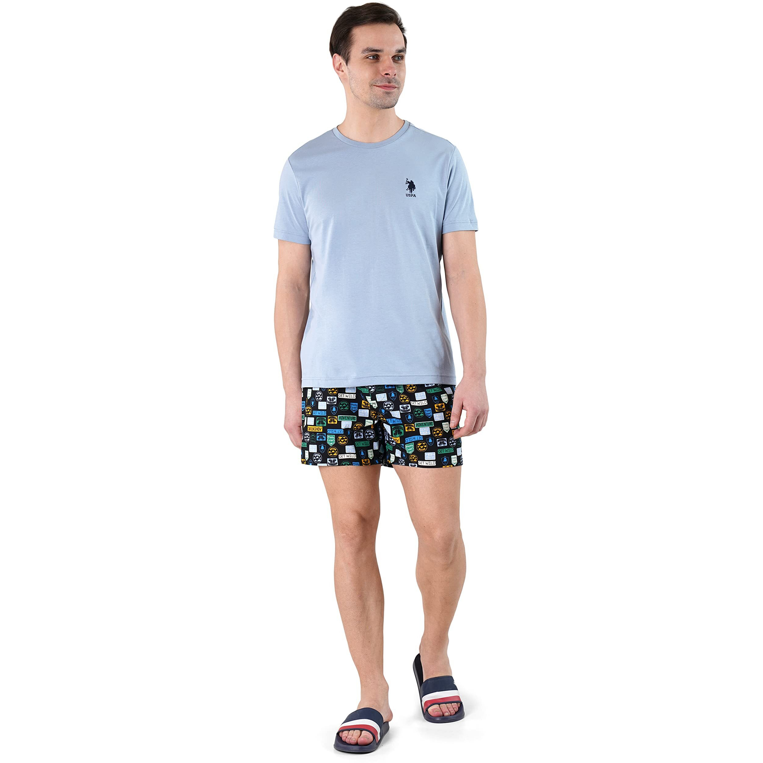 U.S. Polo Assn. Mens Crew Neck Embroidered Logo I633 Lounge T-Shirt - Pack Of 1 (Dusty Blue S)