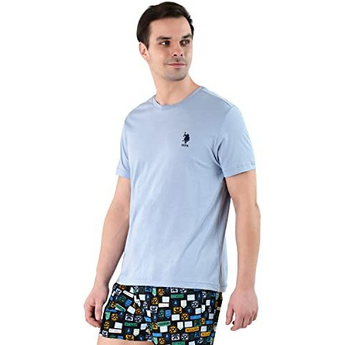U.S. Polo Assn. Mens Crew Neck Embroidered Logo I633 Lounge Regular Fit T-Shirt - Pack Of 1 (Dusty Blue 2Xl)