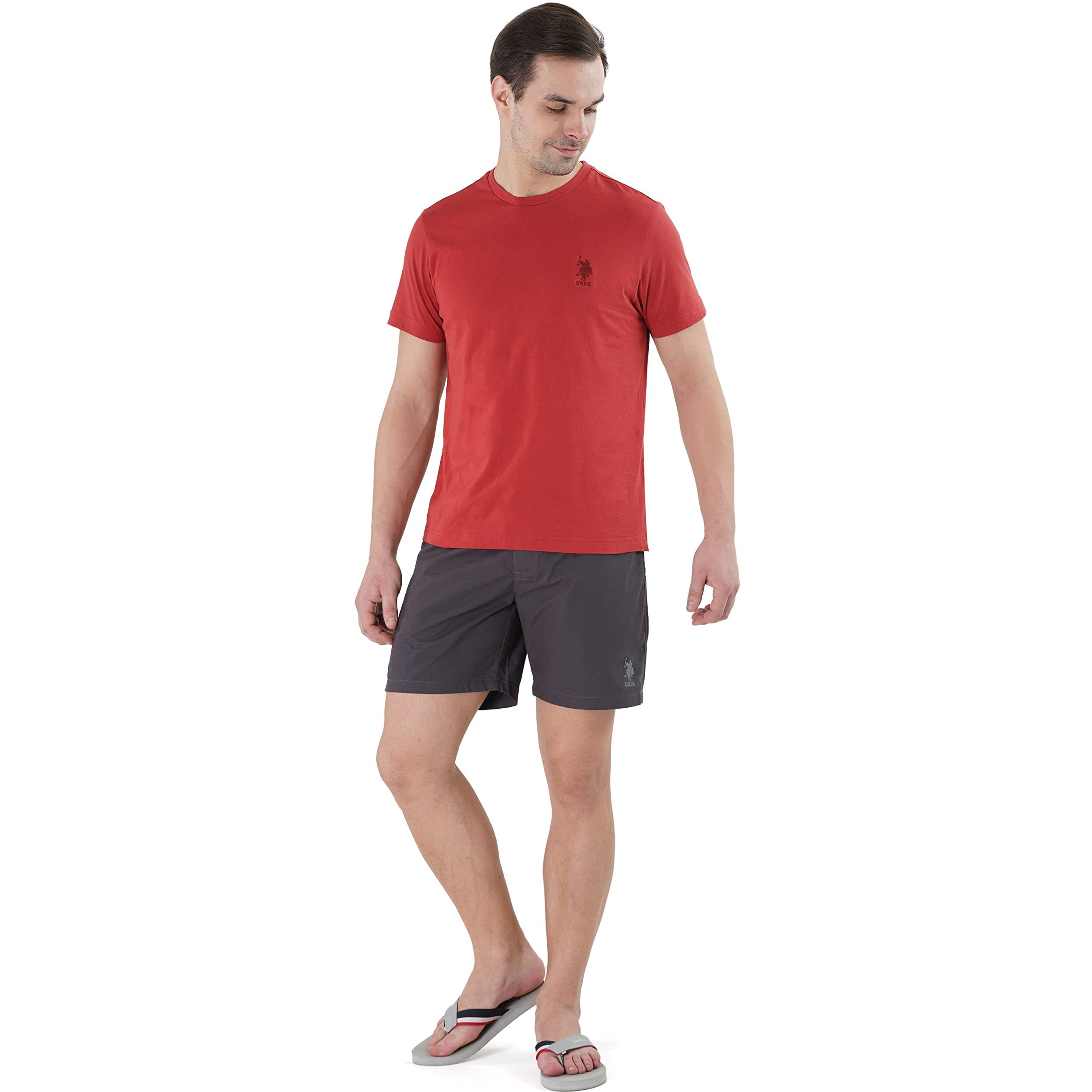 U.S. Polo Assn. Mens Crew Neck Embroidered Logo I633 Lounge T-Shirt - Pack Of 1 (Cinnabar S)