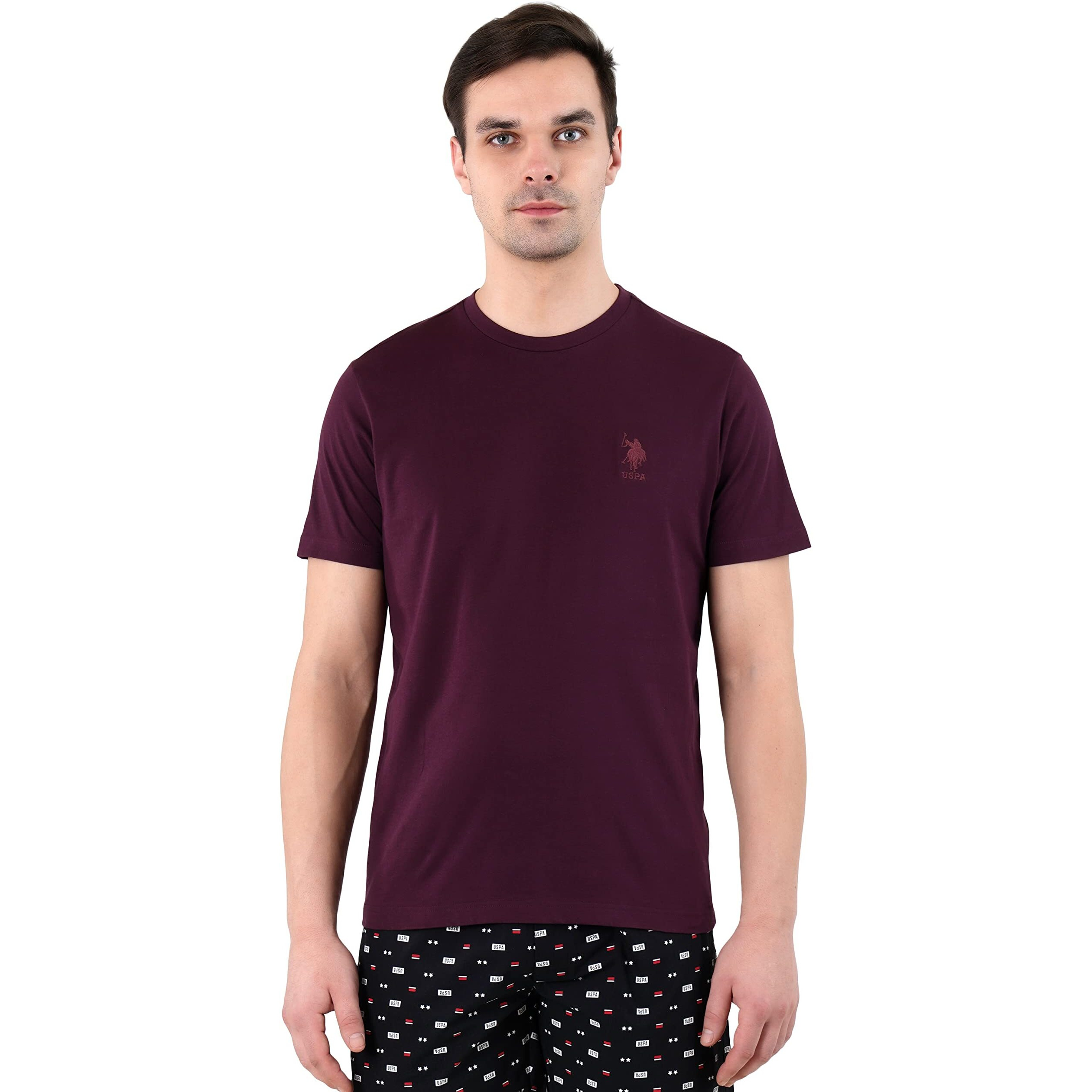 U.S. Polo Assn. Mens Crew Neck Embroidered Logo I633 Lounge Regular Fit T-Shirt-Pack Of 1 (Fig L)