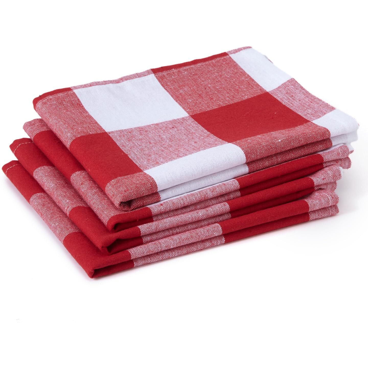 Encasa Xo Kitchen Cloth For Cooking | Cotton Hand Towel For Drying Dishes | 70X45 Cm Tea Towels | Highly Absorbent For Cleaning & Quick Drying Of Plates | Buffalo Red Checks (Set Of 4 Pieces)