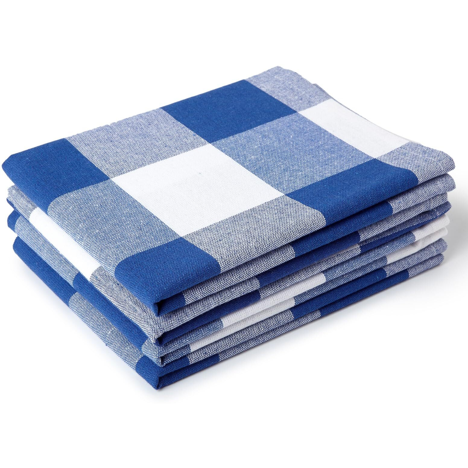 Encasa Xo Kitchen Cloth For Cooking | Cotton Hand Towel For Drying Dishes | 70X45 Cm Tea Towels | Highly Absorbent For Cleaning & Quick Drying Of Plates | Buffalo Blue Checks (Set Of 4 Pieces)