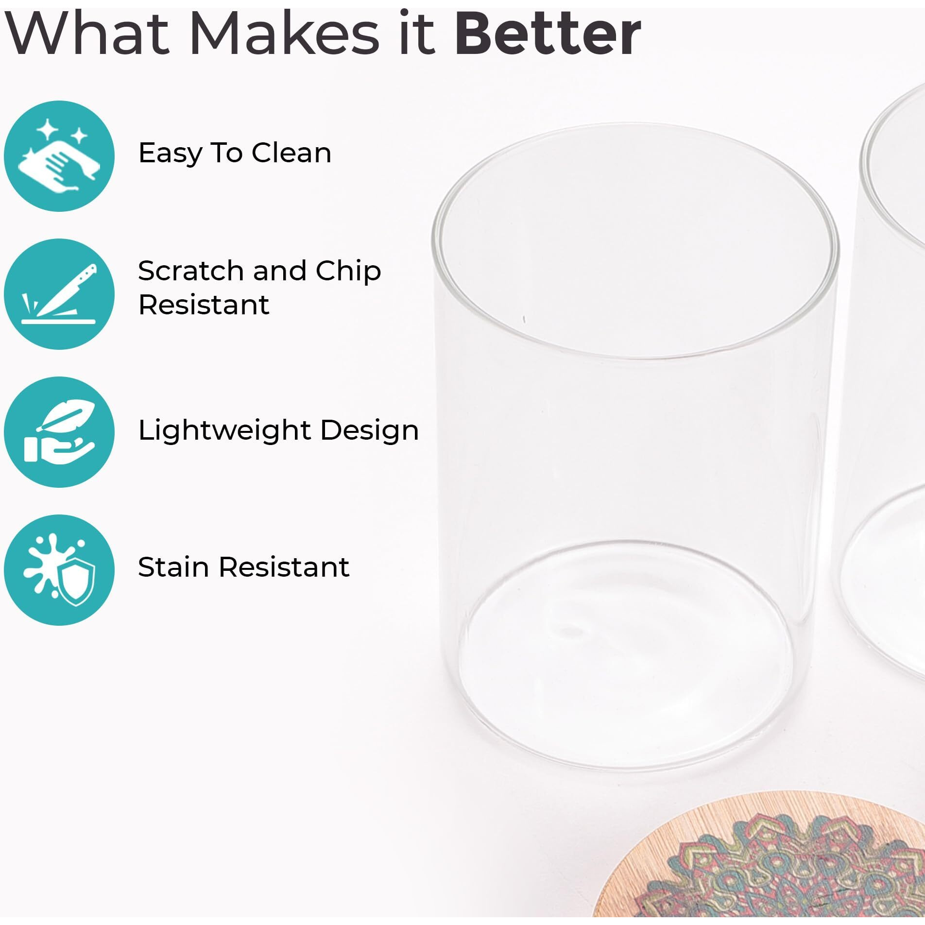 The Better Home Pack Of 4 Kitchen Containers Set Glass Jars With Printed Bamboo Lids I Multipurpose Airtight Storage Jars For Cookies, Snacks, Spices I 600 Ml Each |