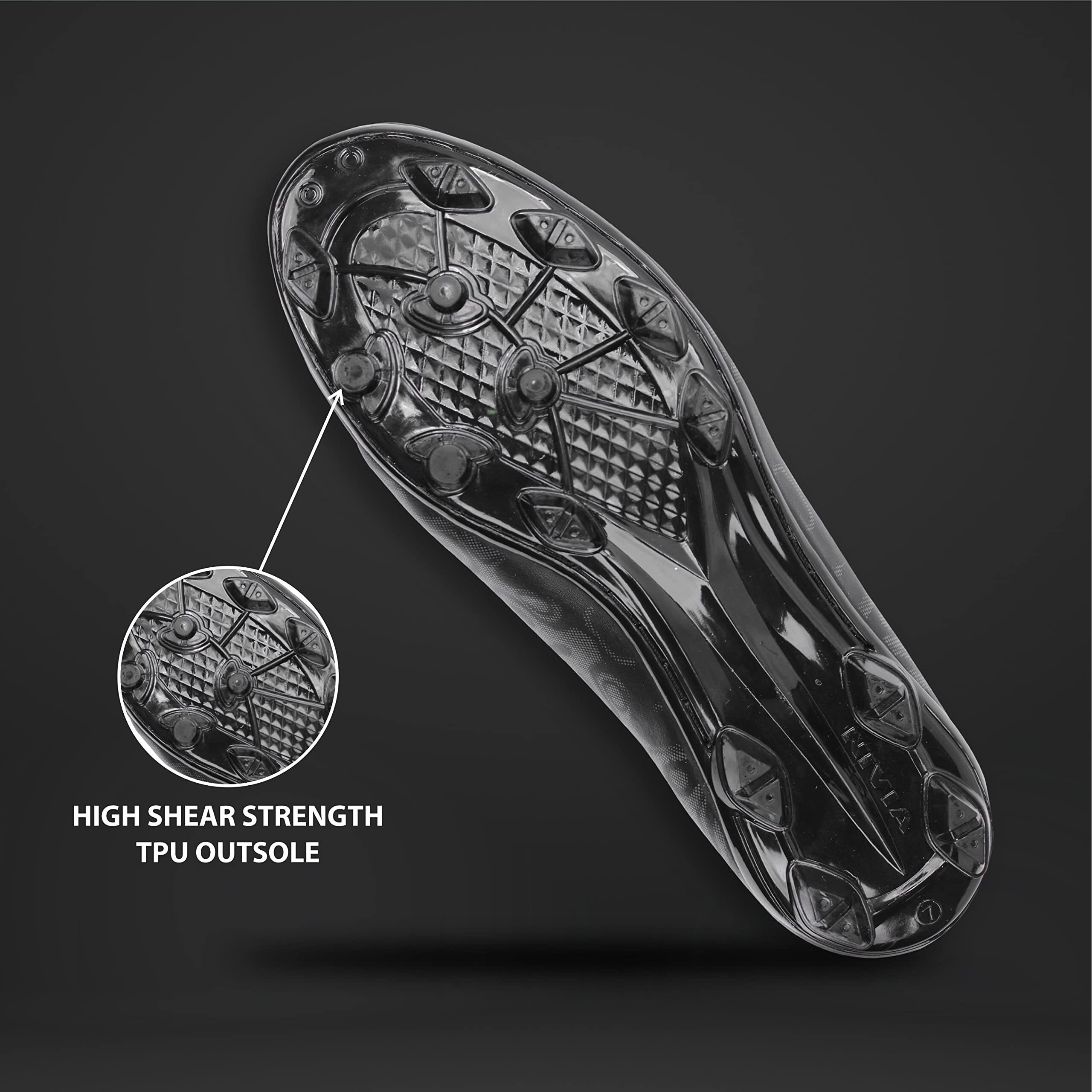 Nivia Carbonite 5.0 Football Shoes For Men/Sports And Athletic Footwear With Pvc Synthetic Leather Upper (Black) Uk-10