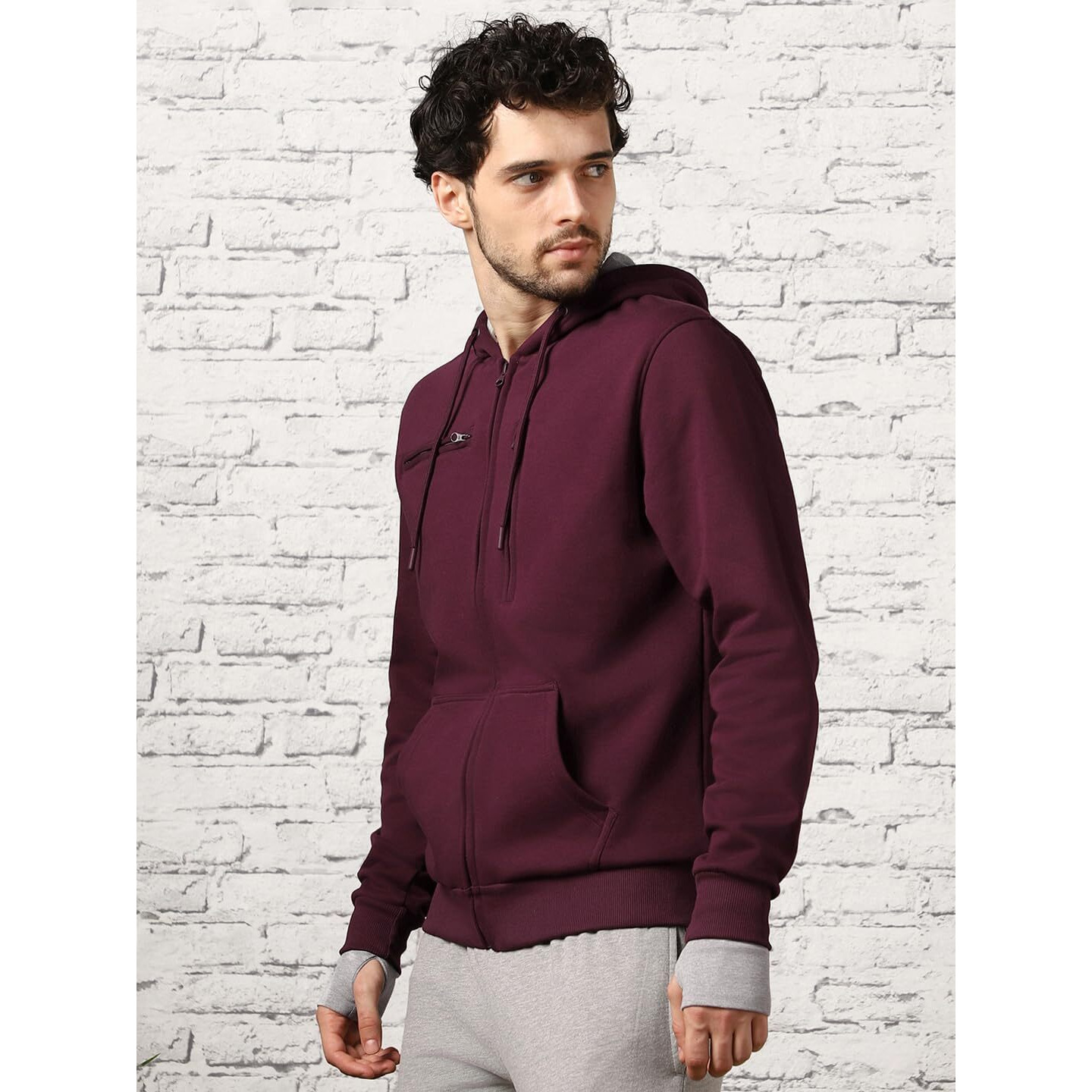 Nobero Maroon Men's Travel Cotton Solid Plain Hoody Sports Winter Gym Workout Running Travel Trekking Hooded Sweatshirts And Hoodies For Men Boys Cotton Winter Casual Wear -2Xl