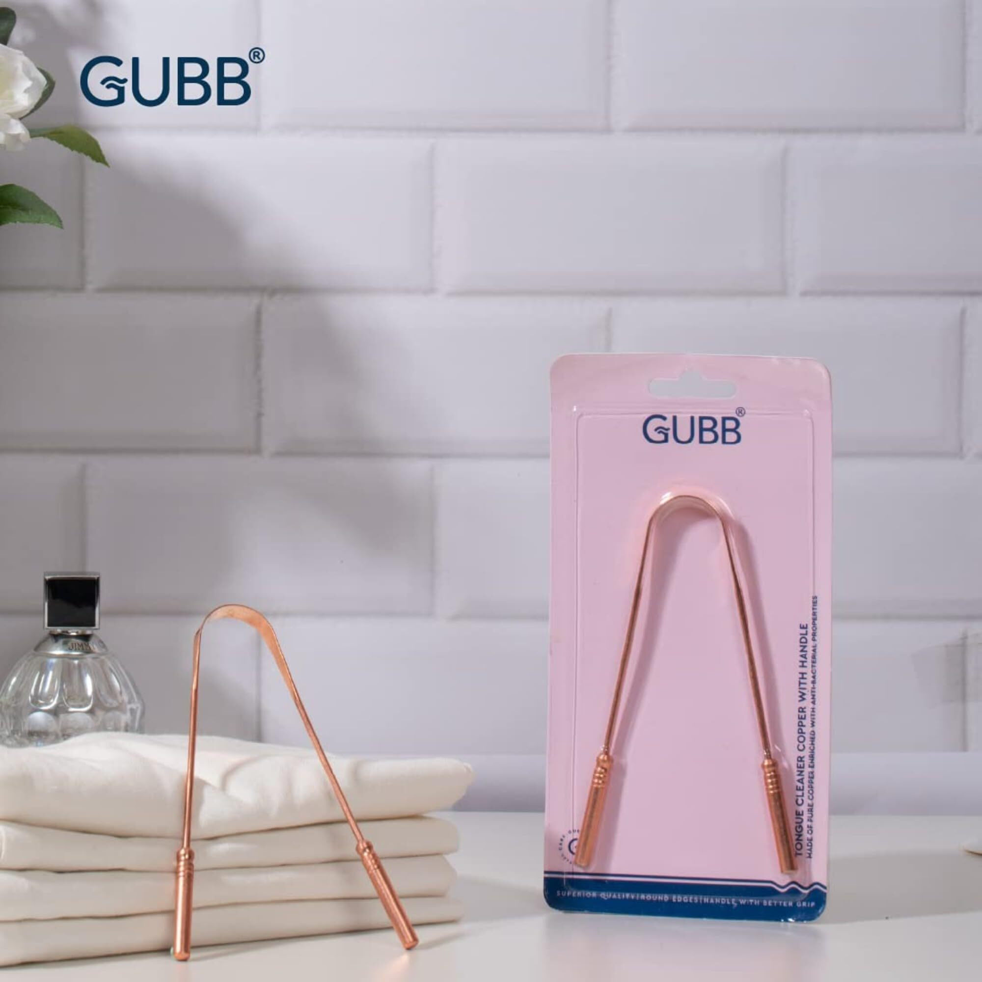 Gubb Ayurvedic Copper Tongue Cleaner For Kids & Adults With Ergonomic Handle - Effectively Combats Bad Breath, Enhances Oral Hygiene - Natural Copper Tongue Scraper For Improved Oral Health, Fresher Breath, And Gentle Tongue Cleaning Experience