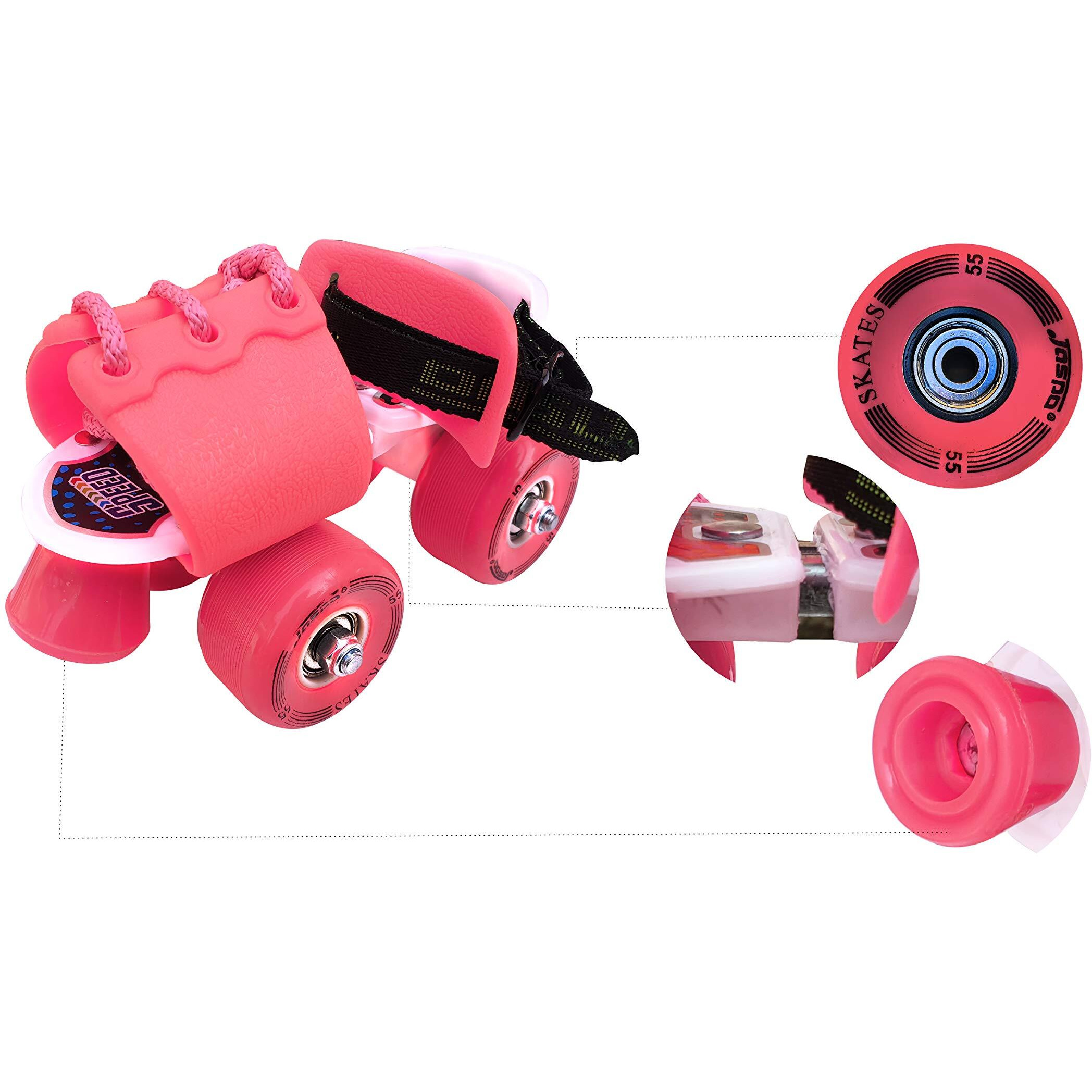 Jaspo Toddlers Baby Kids Junior Intact Adjustable Roller Skates Combo (Suitable For Age Group Up To 5 Years, Derby Dolls Intact, Unisex, Speed Wheel, Multicolor)