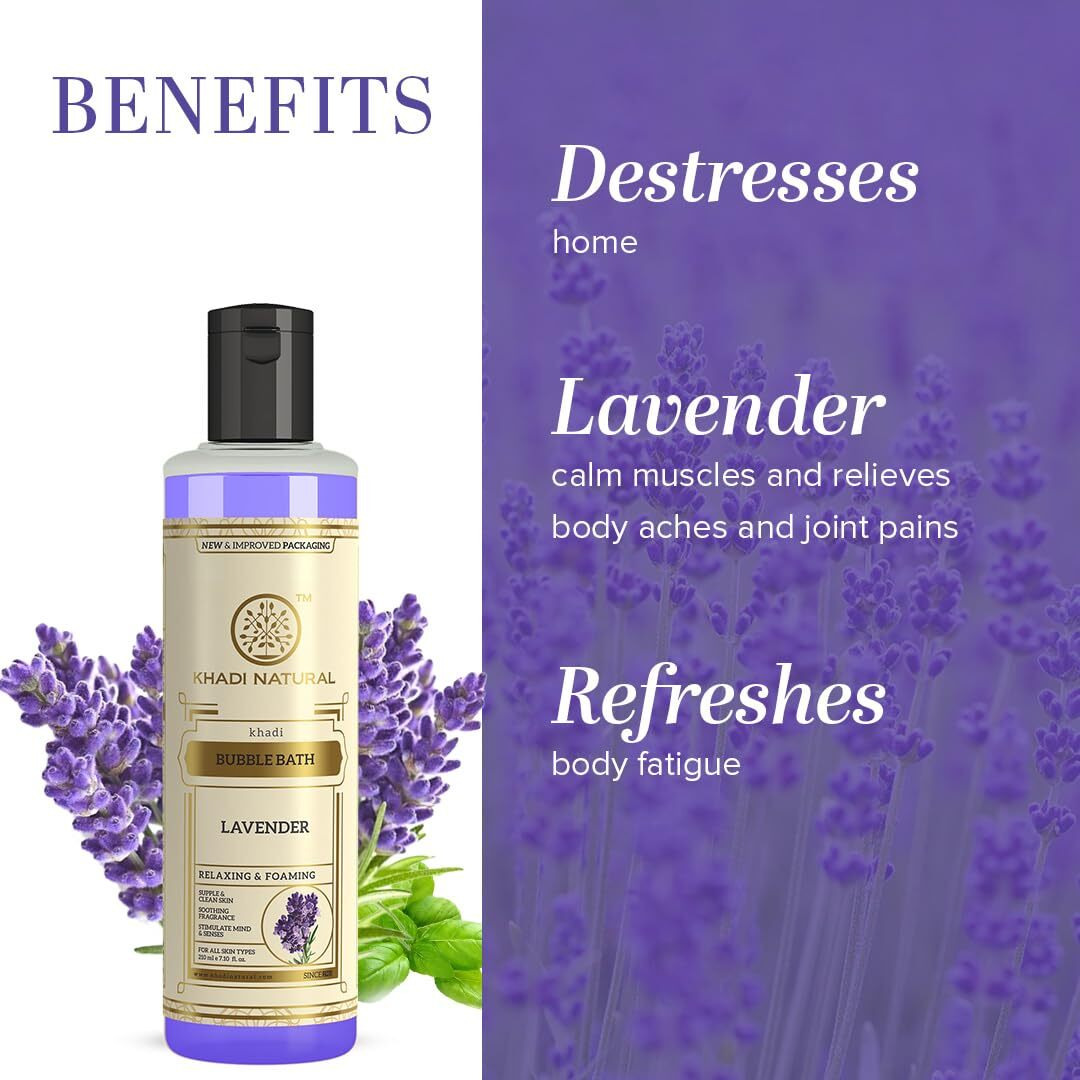 Khadi Natural Ayurvedic Lavendar Bubble Bath| Revitalize Mind And Body| Makes Skin Soft And Supple|Suitable For All Skin Types| 210Ml