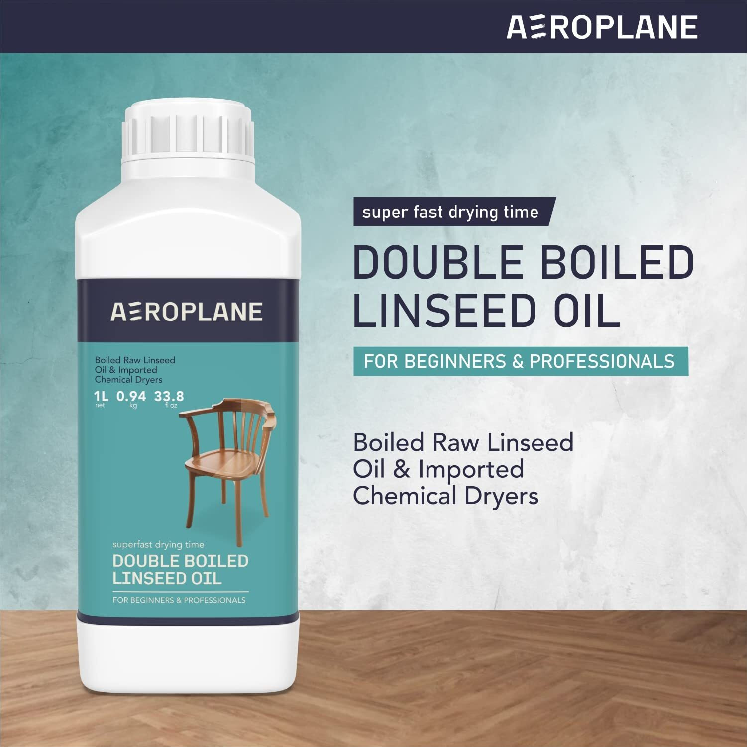 Aeroplane - Double Boiled Linseed Oil - Used For Wood Finishing & Restoration, Sports Equipment, Wall Base Coat & Putty, Tools & Hardware - Natural Wood Varnish