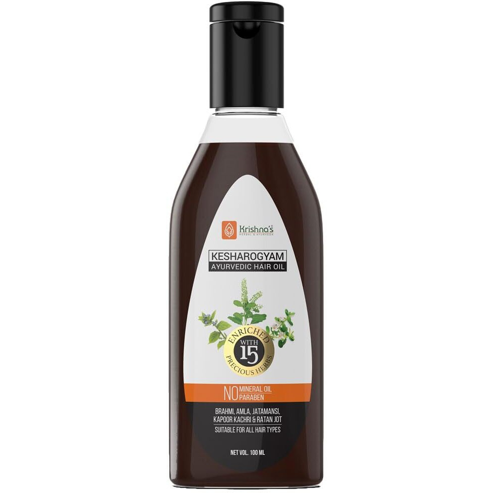 Krishna's Kesharogyam Ayurvedic Hair Oil - 100 Ml For Strong Hair With 15 Ayurvedic Herbs | Amla Jatamasi Right Hair Growth Oil| Paraben Free
