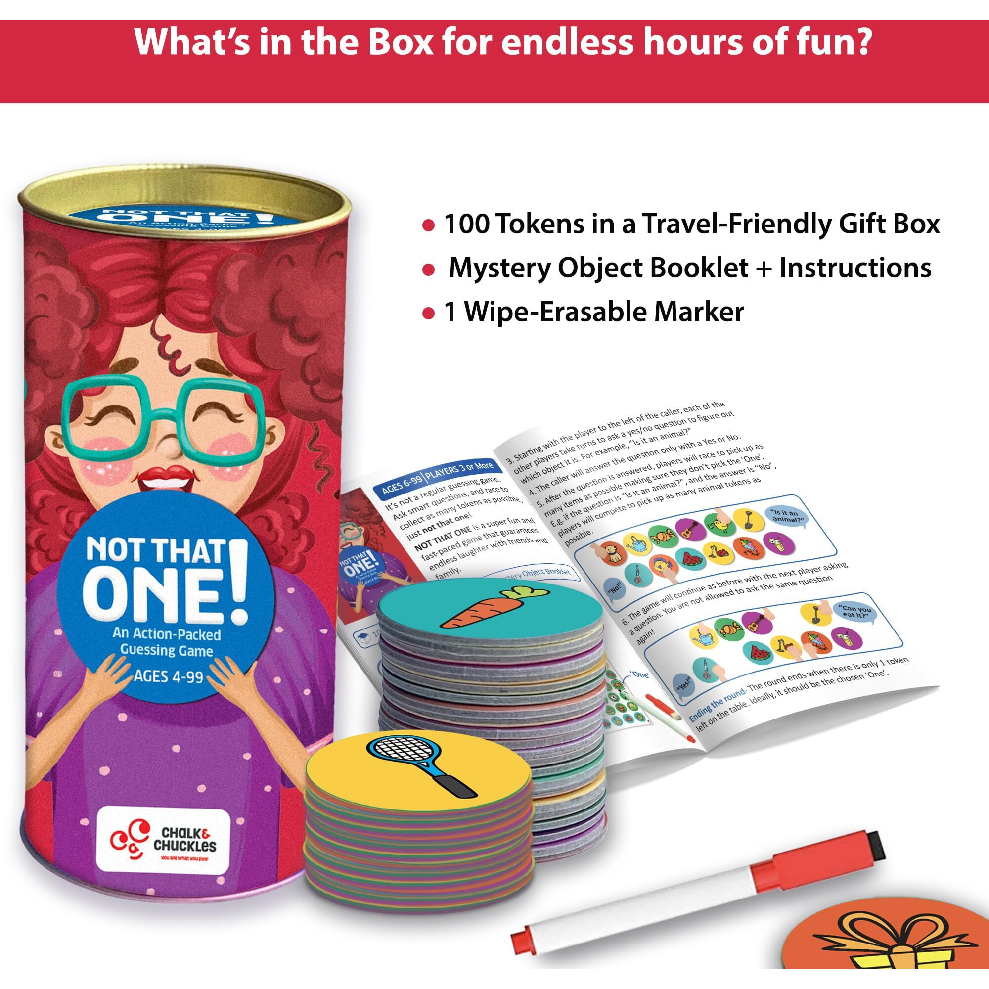 Chalk And Chuckles Not That One Board Games For Kids, Fun Guessing Game, Age 4-99, Educational Toys For Kids 5+ Years, Gifts For Girls, Boys Age 6, 7, 8, 9 And Up, Travel Friendly Card Games