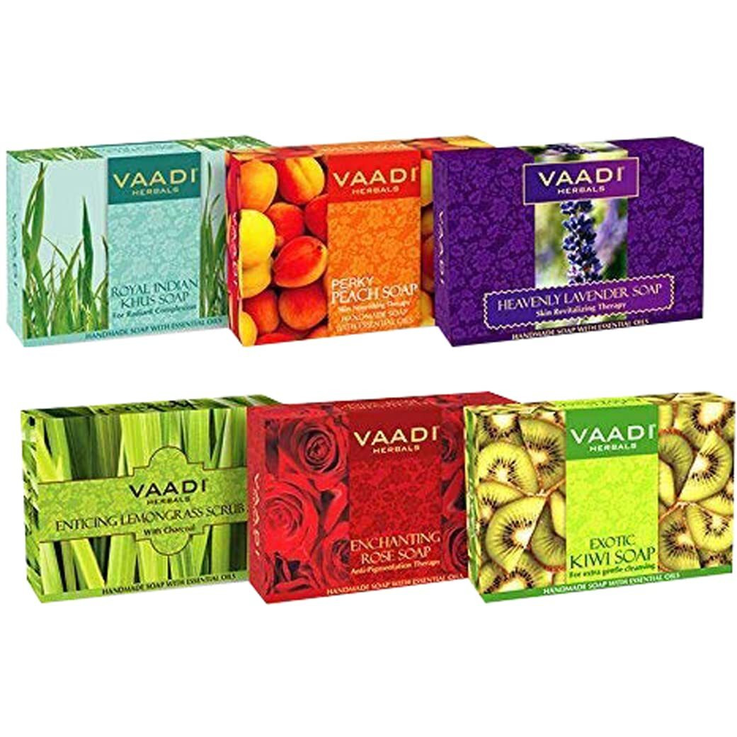 Vaadi Herbals Exotic Flavors Luxurious Handmade Herbals Soaps, 75G (Pack Of 6)