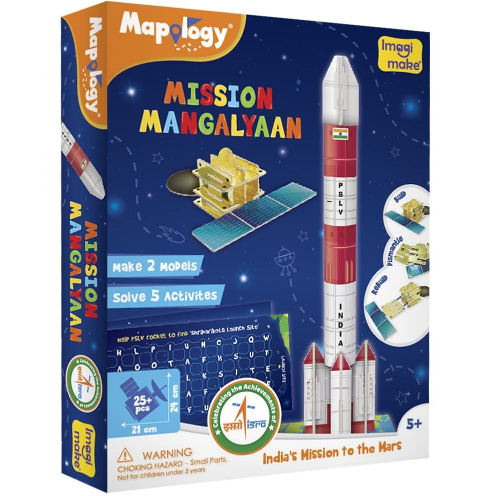 Imagimake Mapology Mangalyaan | Isro Rocket Model & Satellite | Astronaut Toy | Educational Toys For Kids 5+Years | 3D Puzzles | Gifts For 5 Year Old Boy & Girl, Multi-Coloured