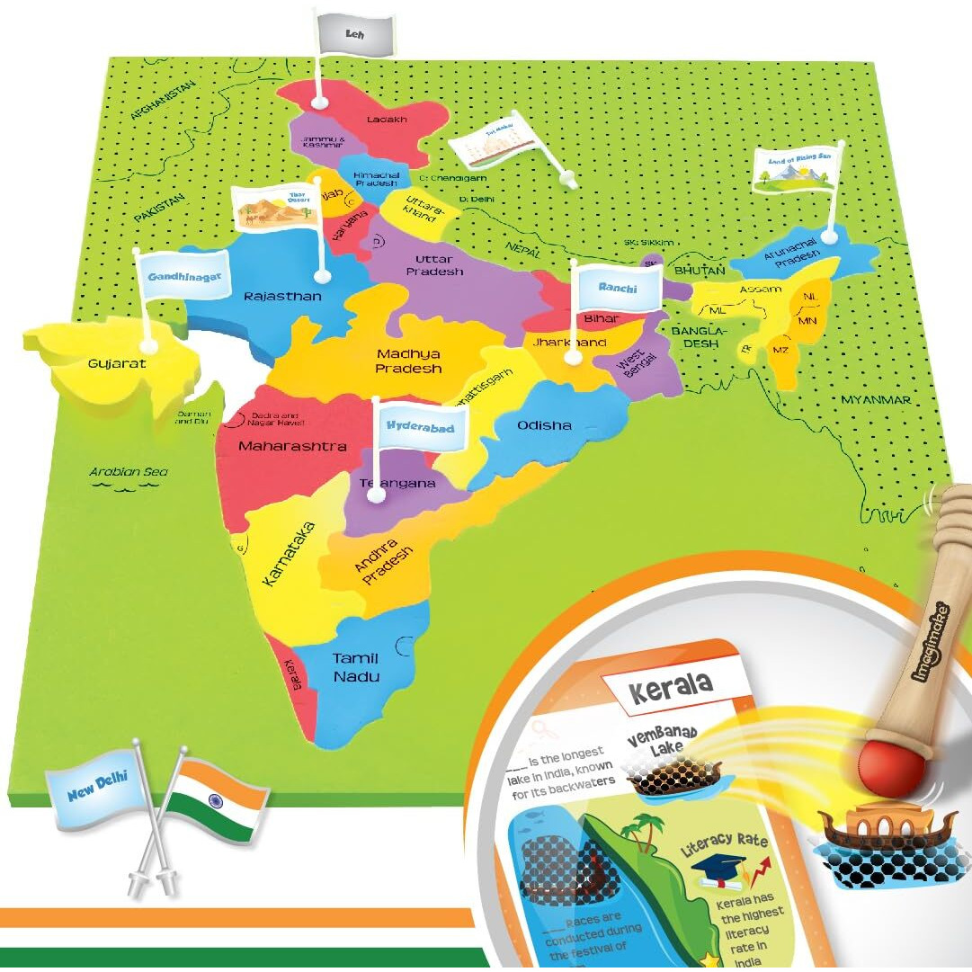Imagimake Mapology India Map With Flash Card| Swipe & Reveal Card Game | Educational Toys For Kids 7+ Years | Kids Learning Toys | Puzzle Game For Kids 7 To 10 Years | Birthday Gift For Girls & Boys