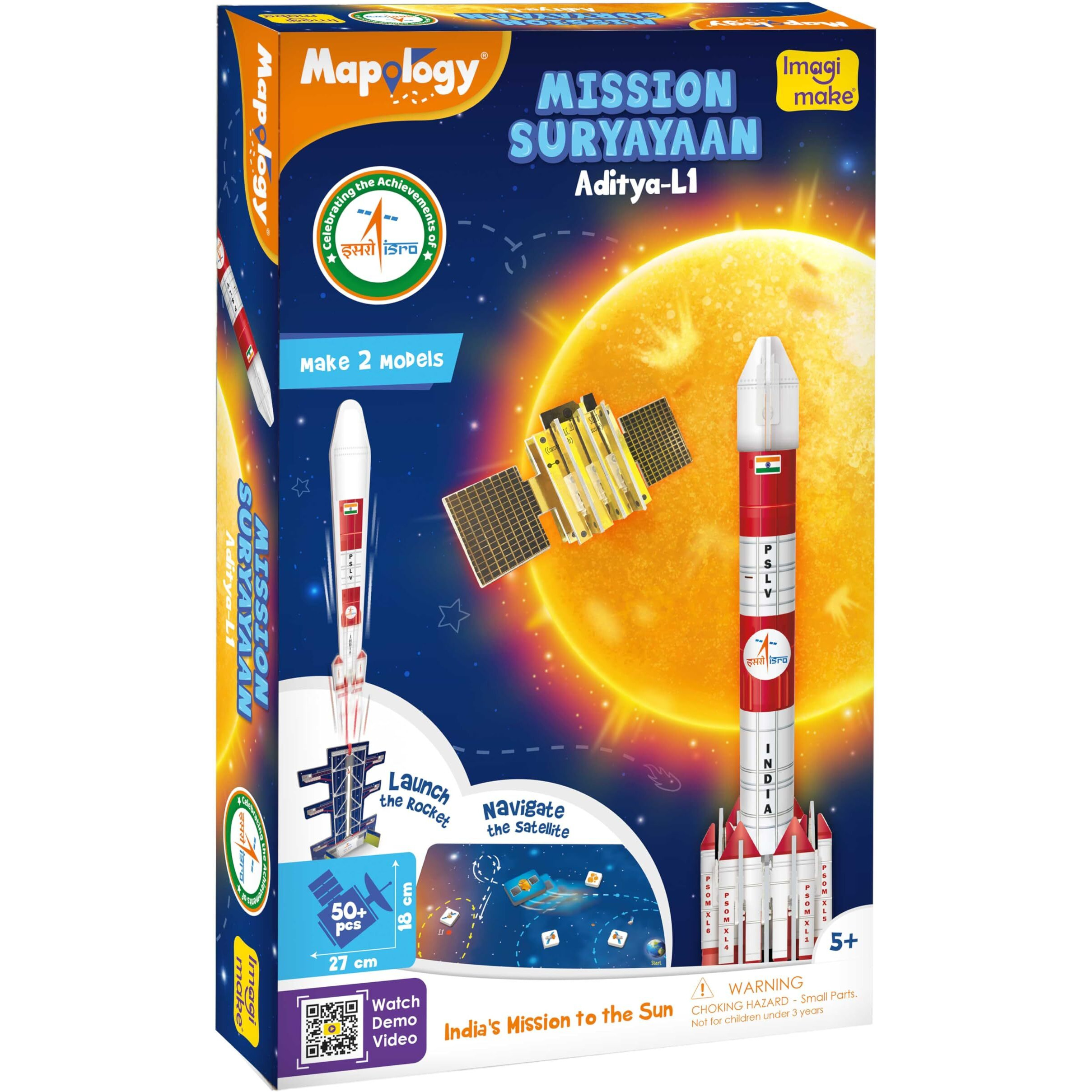 Imagimake Mapology Isro Space Toys For Kids Mission Suryayaan Aditya L1 | Rocket Model & Satellite | Educational Toys For Kids 5+ Years | 3D Puzzles With Rocket Launcher | Birthday Gift For Kids