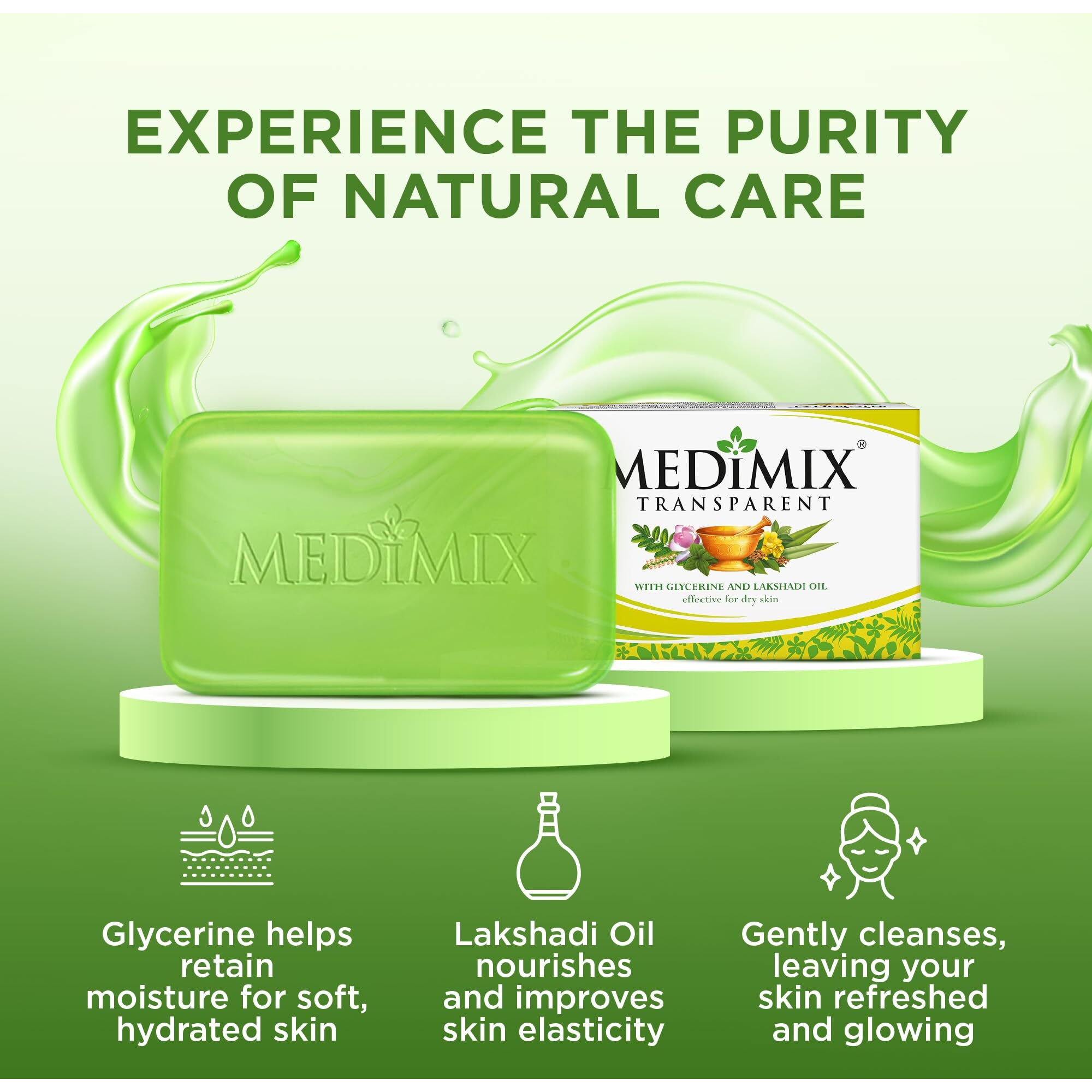 Medimix Transparent Ayurvedic Traditionally Made Bathing Bar Soap 125G | Infused With Glycerine And Lakshadi Oil | Effective For Dry Skin
