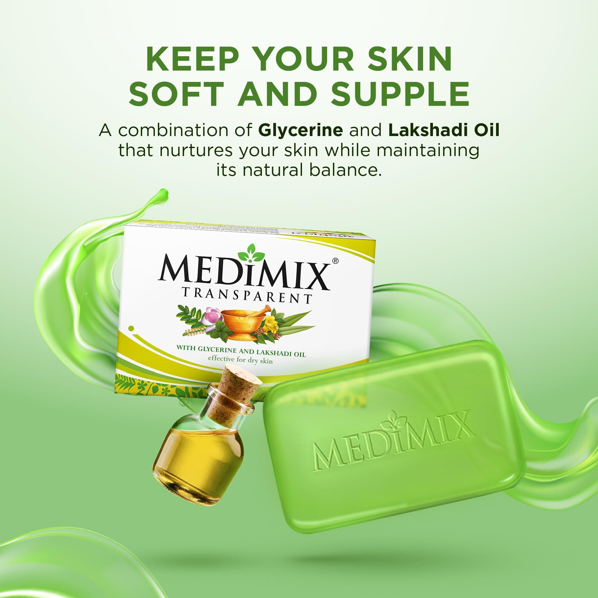 Medimix Transparent Ayurvedic Traditionally Made Bathing Bar Soap 125G | Infused With Glycerine And Lakshadi Oil | Effective For Dry Skin