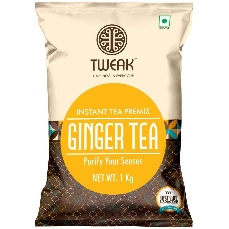 Tweak Instant Ginger Tea Premix 1Kg | Premium Ginger Tea | Instant Chai Mix With Milk & Sugar | Ginger Chai Premix | Ready-To-Drink Ginger Tea | Instant Herbal Tea Premix | Makes Approx 62 Cups Of 100Ml