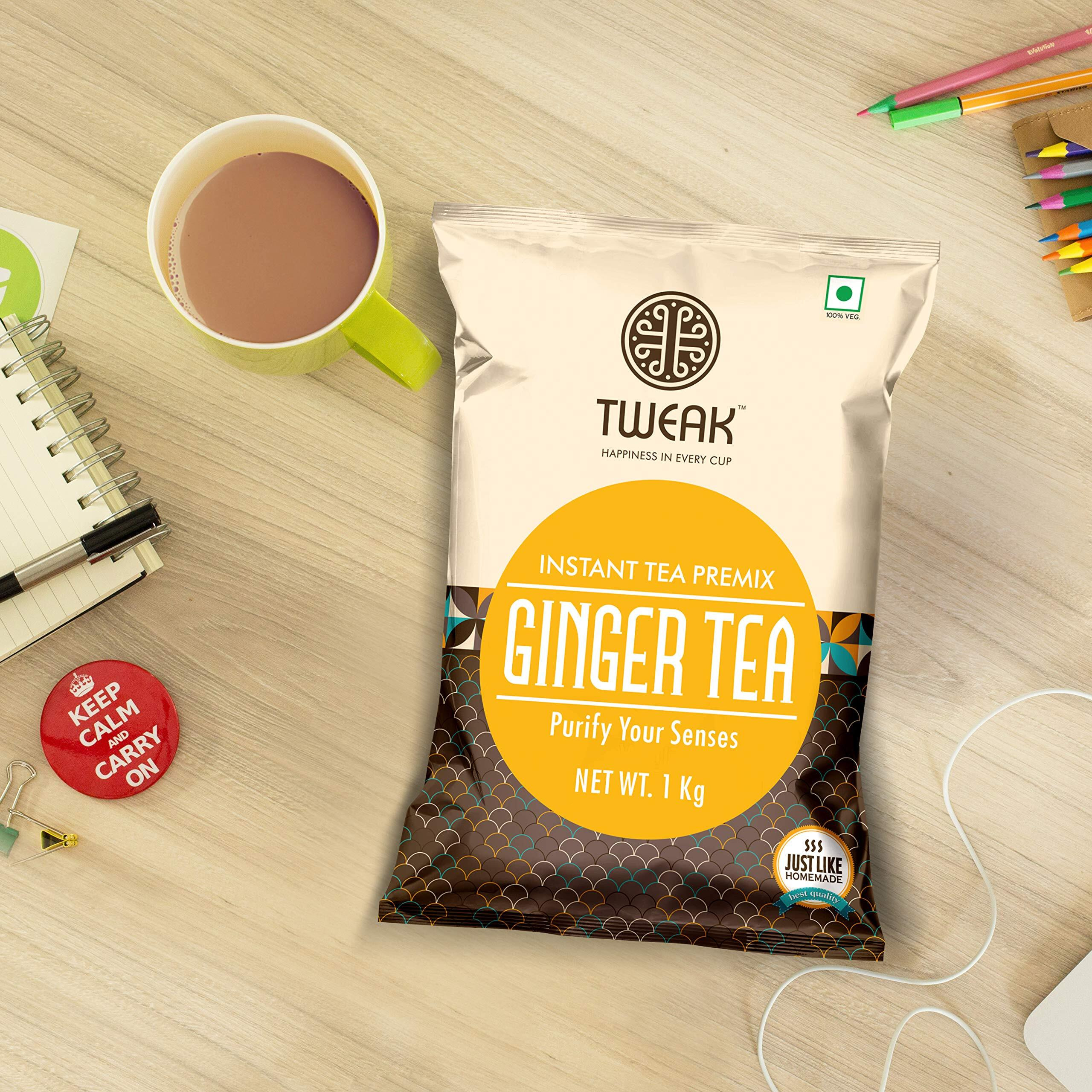 Tweak Instant Ginger Tea Premix 1Kg | Premium Ginger Tea | Instant Chai Mix With Milk & Sugar | Ginger Chai Premix | Ready-To-Drink Ginger Tea | Instant Herbal Tea Premix | Makes Approx 62 Cups Of 100Ml