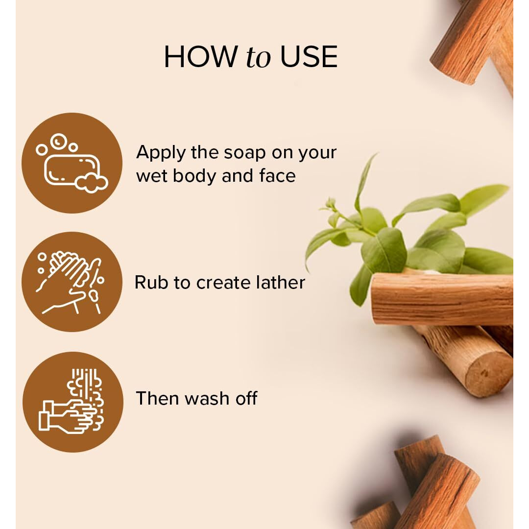 Khadi Natural Sandalwood Soap | Natural Handmade Soap | Bathing Soap For Hydrated Skin | Natural Soap With Essential Oils | Suitable For All Skin Types | Pack Of 8(125Gx8) (1000G)