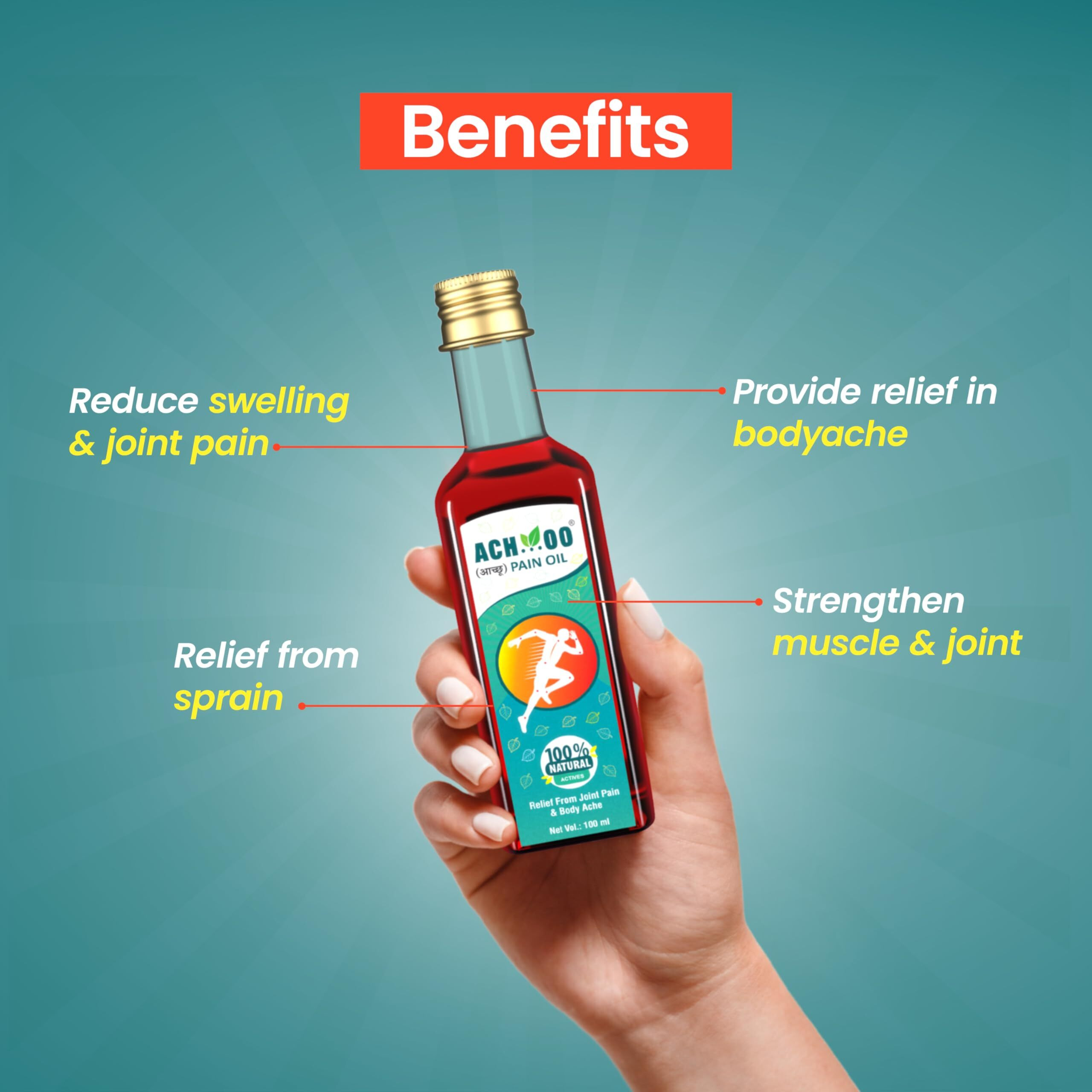 Ach...Oo Pain Relief Oil - Ayurvedic Care For Joint Pain, Muscle Pain & Body Pain, Arthritis Related Pain & Sprain - 100Ml (Pack Of 2)