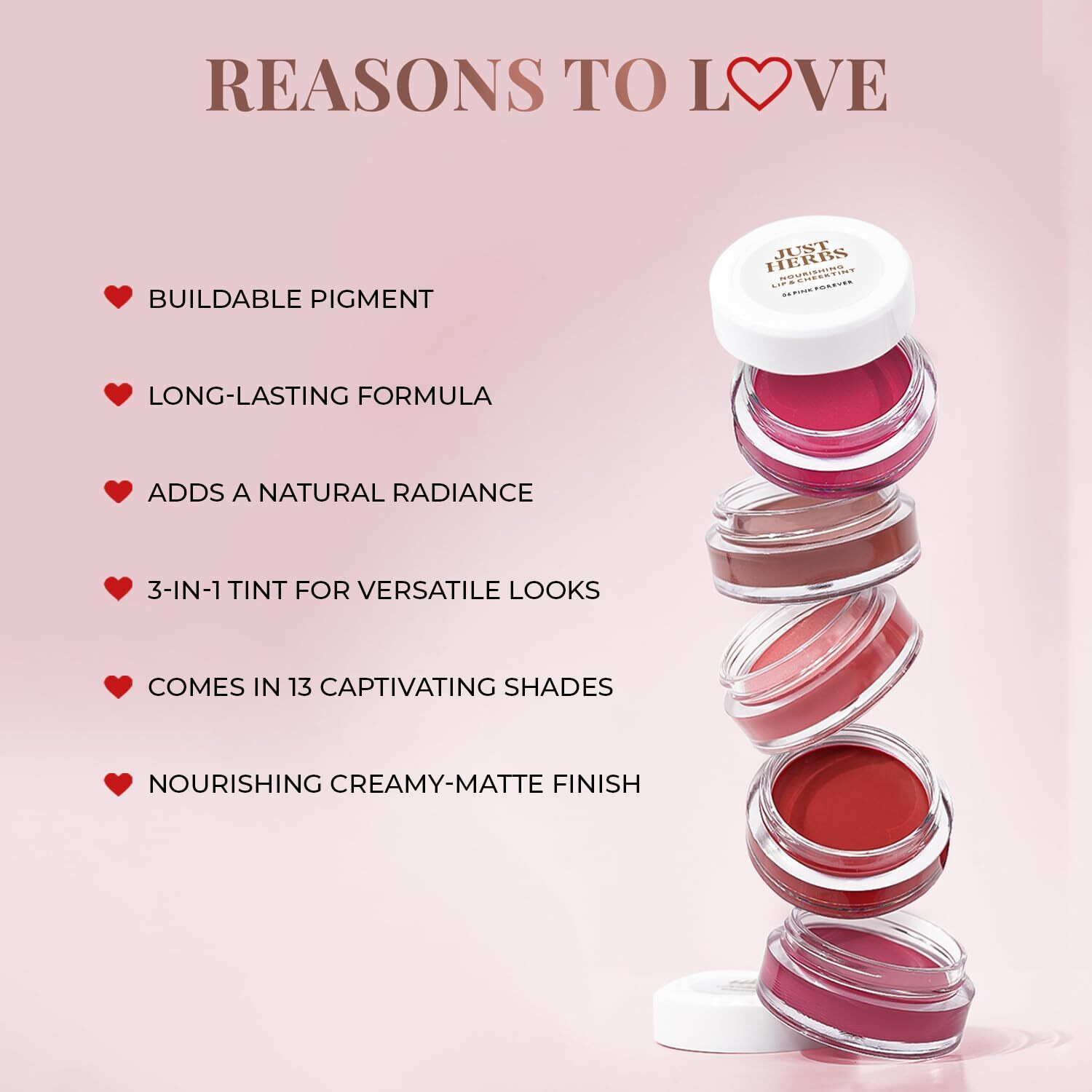 Just Herbs Ayurvedic, Natural Lip & Cheek Tint, Blush For Women- Sls, Chemical & Paraben Free - 05 Soft Nude (Creamy Matte)