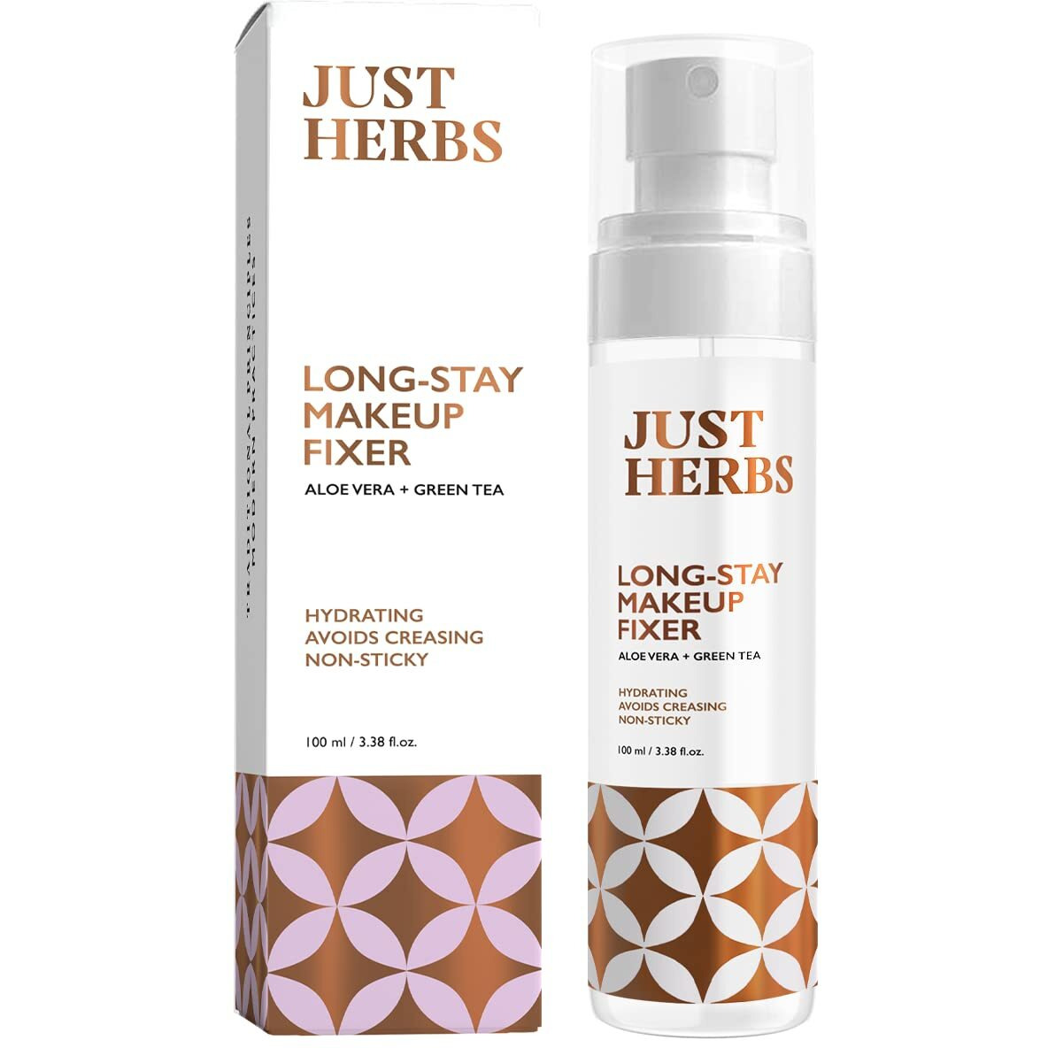 Just Herbs Long Stay Non Sticky Makeup Fixer, Setting Spray For Face Makeup With Aloevera And Green Tea 100 Ml