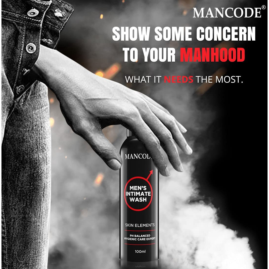 Mancode Intimate Wash For Men - 100Ml With Tea Tree Essential Oil Ayurvedic & Natural Personal Intimate Hygiene Prevents Itching Irritation & Dryness Caused By Sweating Ball Wash For Men