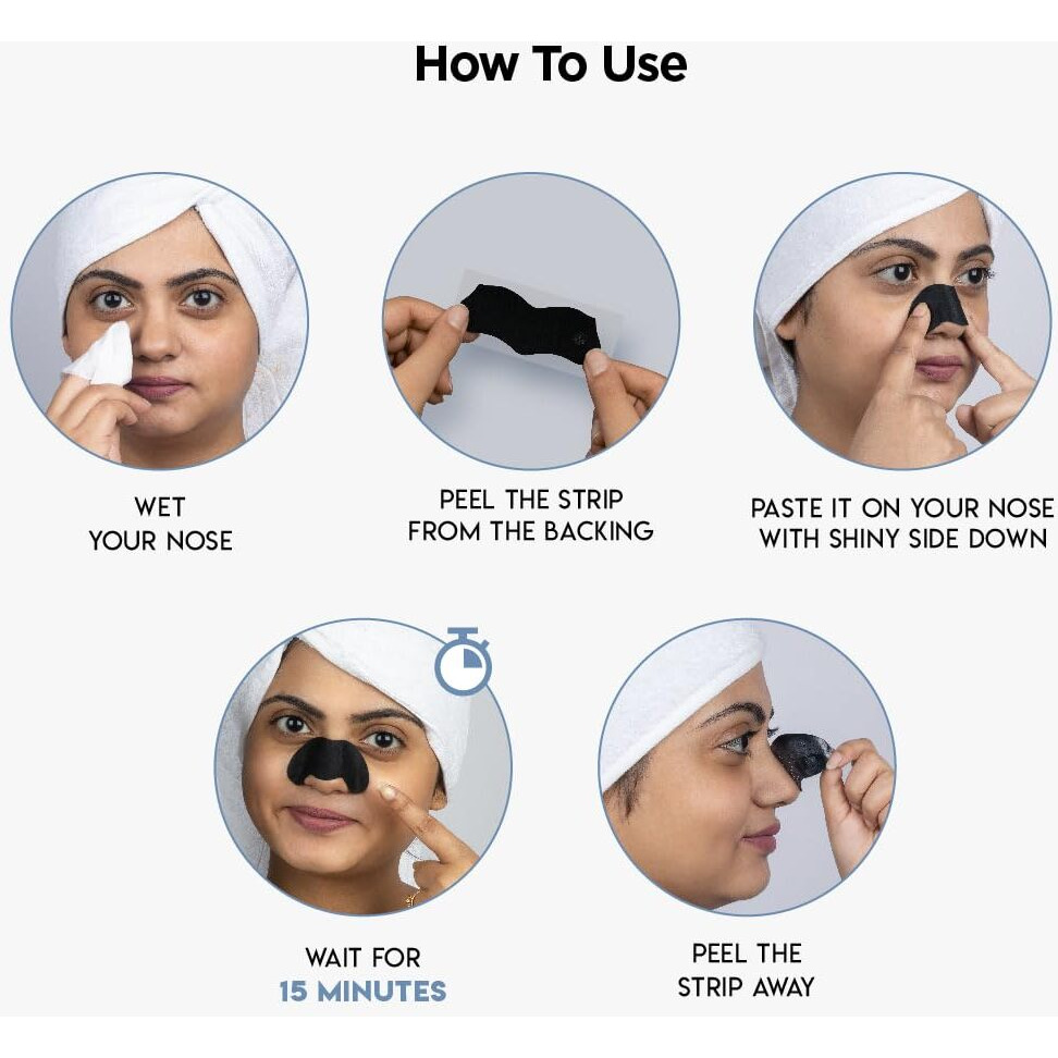 Furr By Pee Safe Blackhead Remover Bamboo Charcoal Nose Strips (Pack Of 3) | With Aloe Vera & Tea Tree Oil | Reduces & Prevents Blackheads, Whiteheads, Dirt And Oil | Cleanses Pores